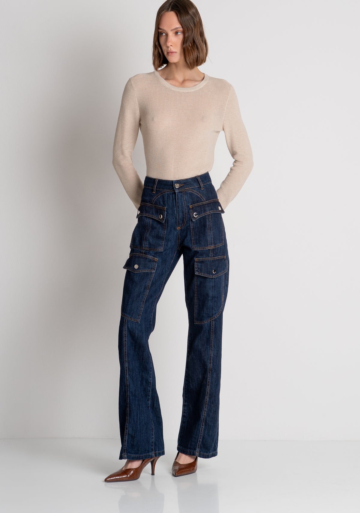 Jeans bootcut made in denim with dark wash Fracomina FS26WVA001D40993-365