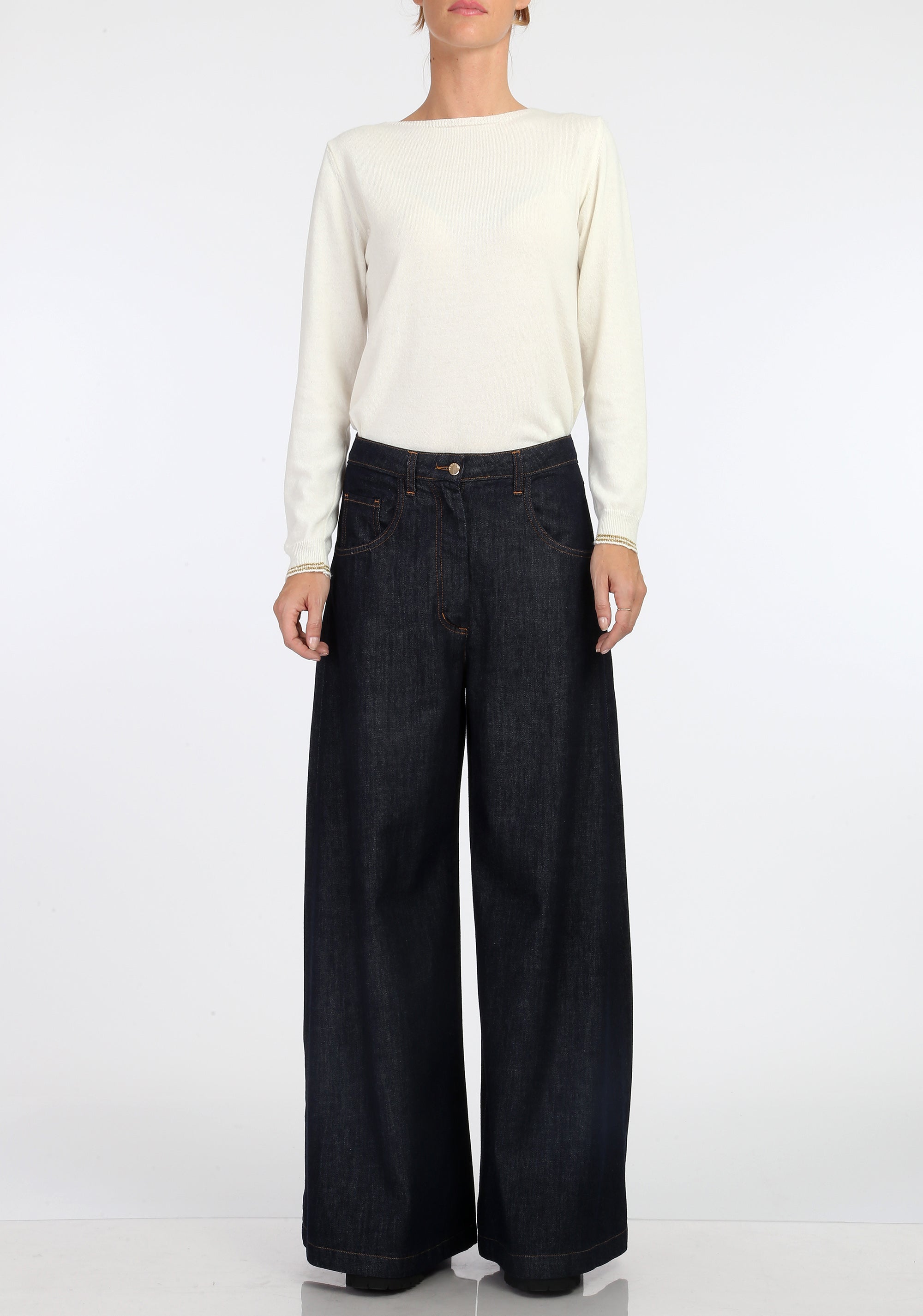 Palazzo pant in denim Fracomina FU24WV3002D40001-117_BIS