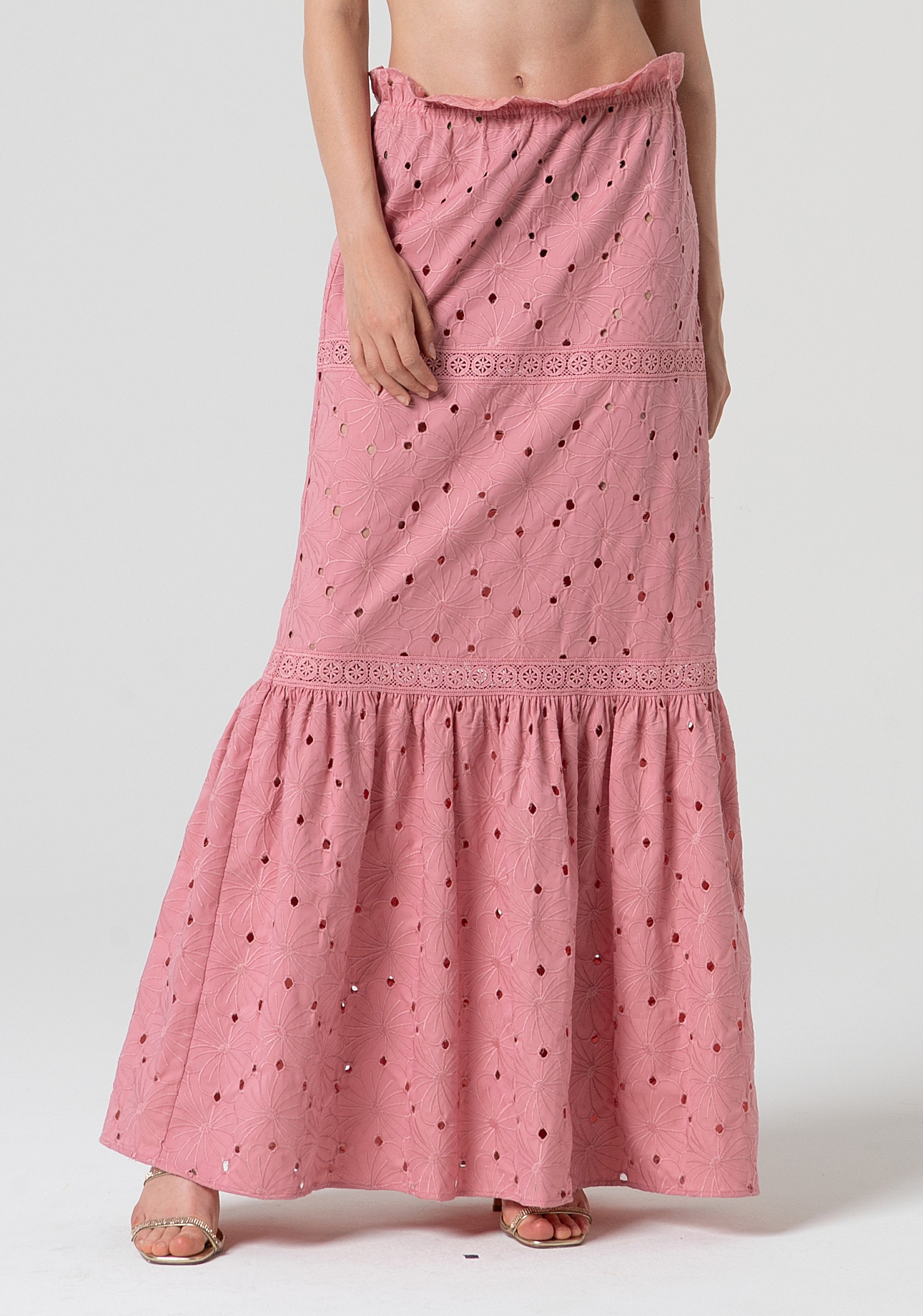 Long skirt regular fit made in San Gallo lace Fracomina FV25SG3001W403G1-3