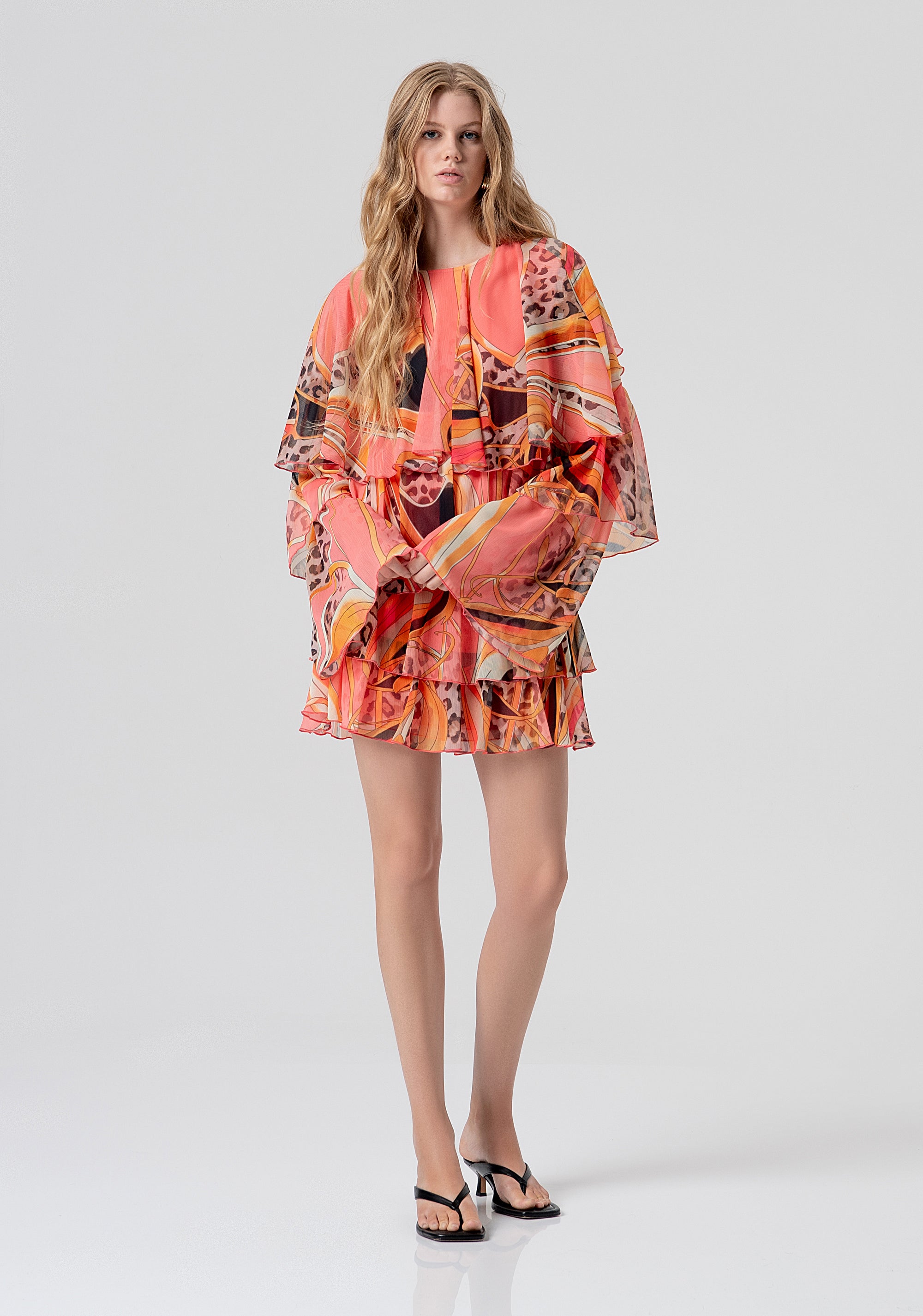 Mini dress A-style with conceptual pattern Fracomina FV26SD1002W412J8-222-1
