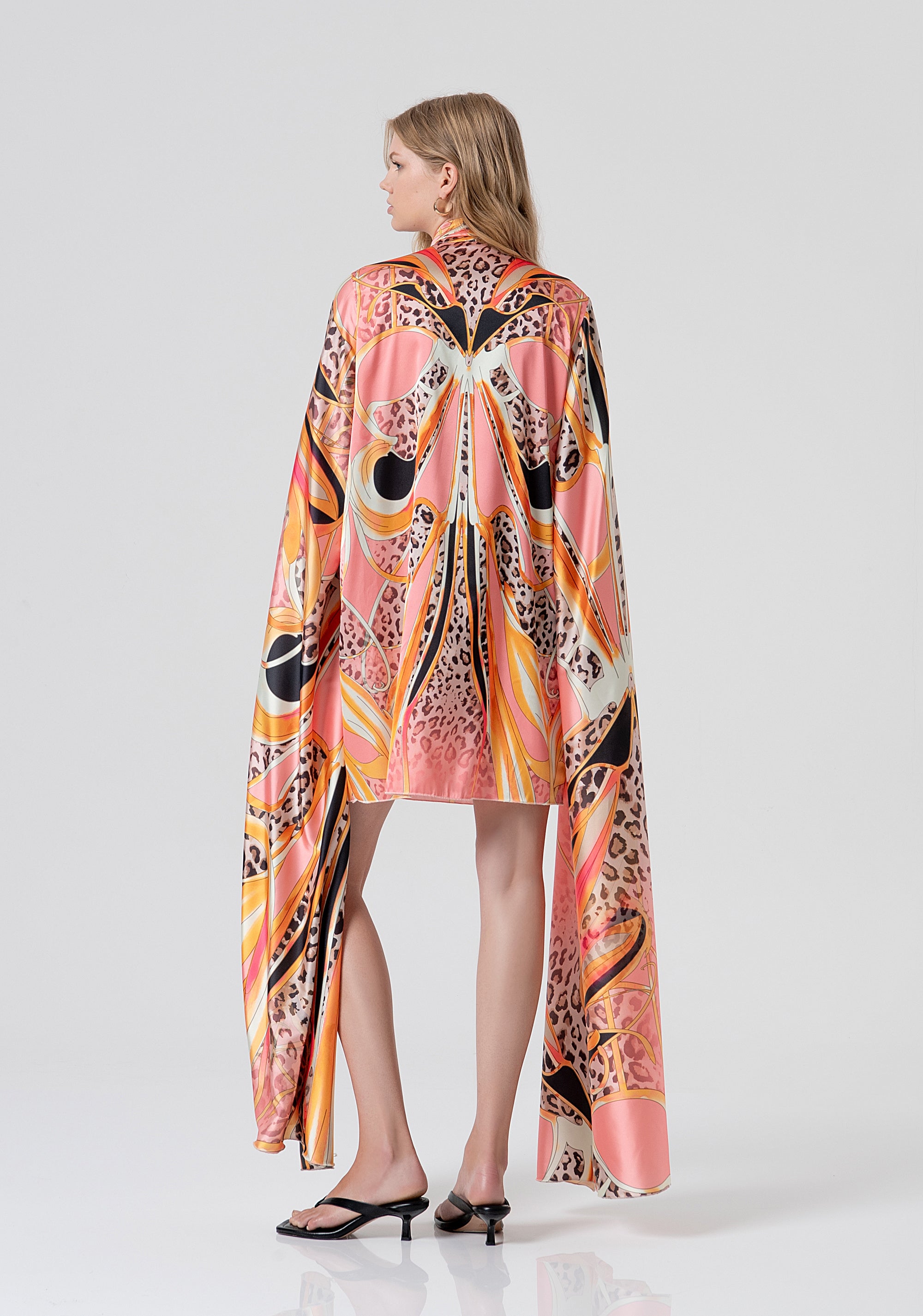 Mini dress A-style made in satin with conceptual pattern Fracomina FV26SD1003W755J8-222-3