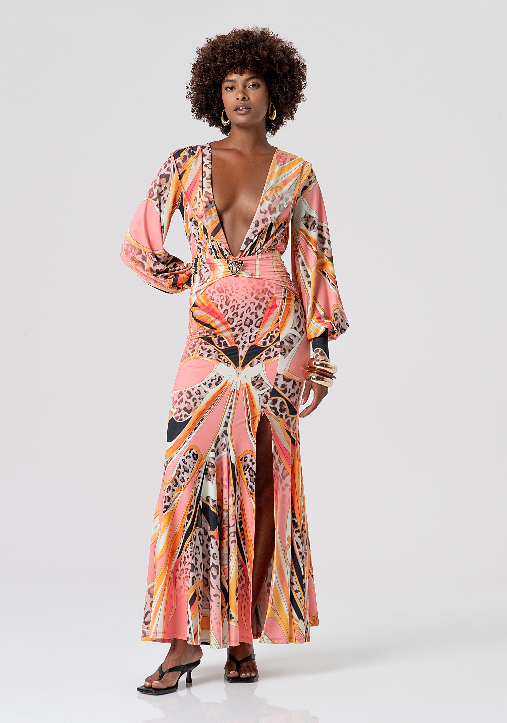 Long dress slim fit with conceptual pattern Fracomina FV26SD3001J472J8-222-1