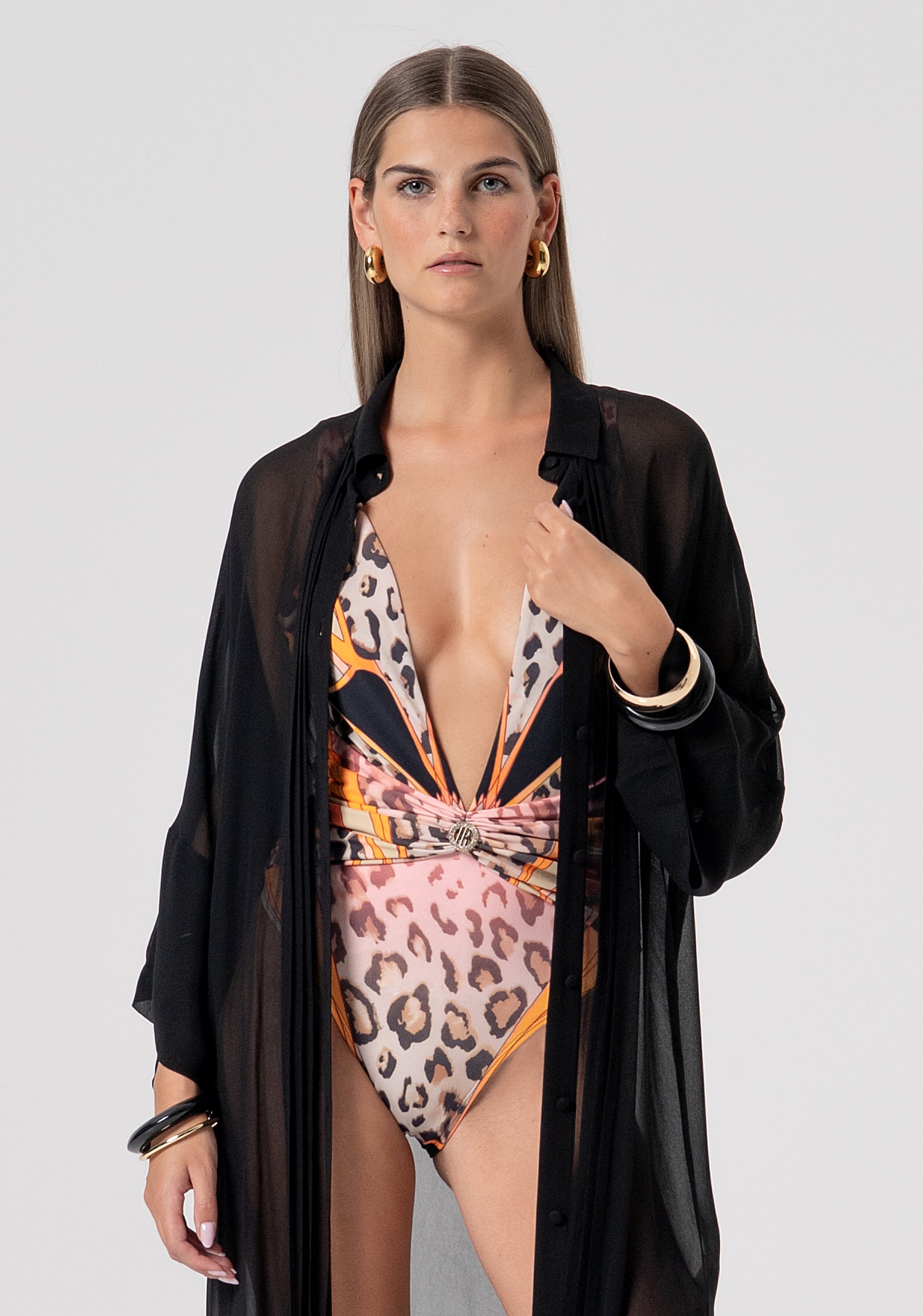 Long kimono regular fit made in georgette Fracomina FV26SD3003W58301-053-2