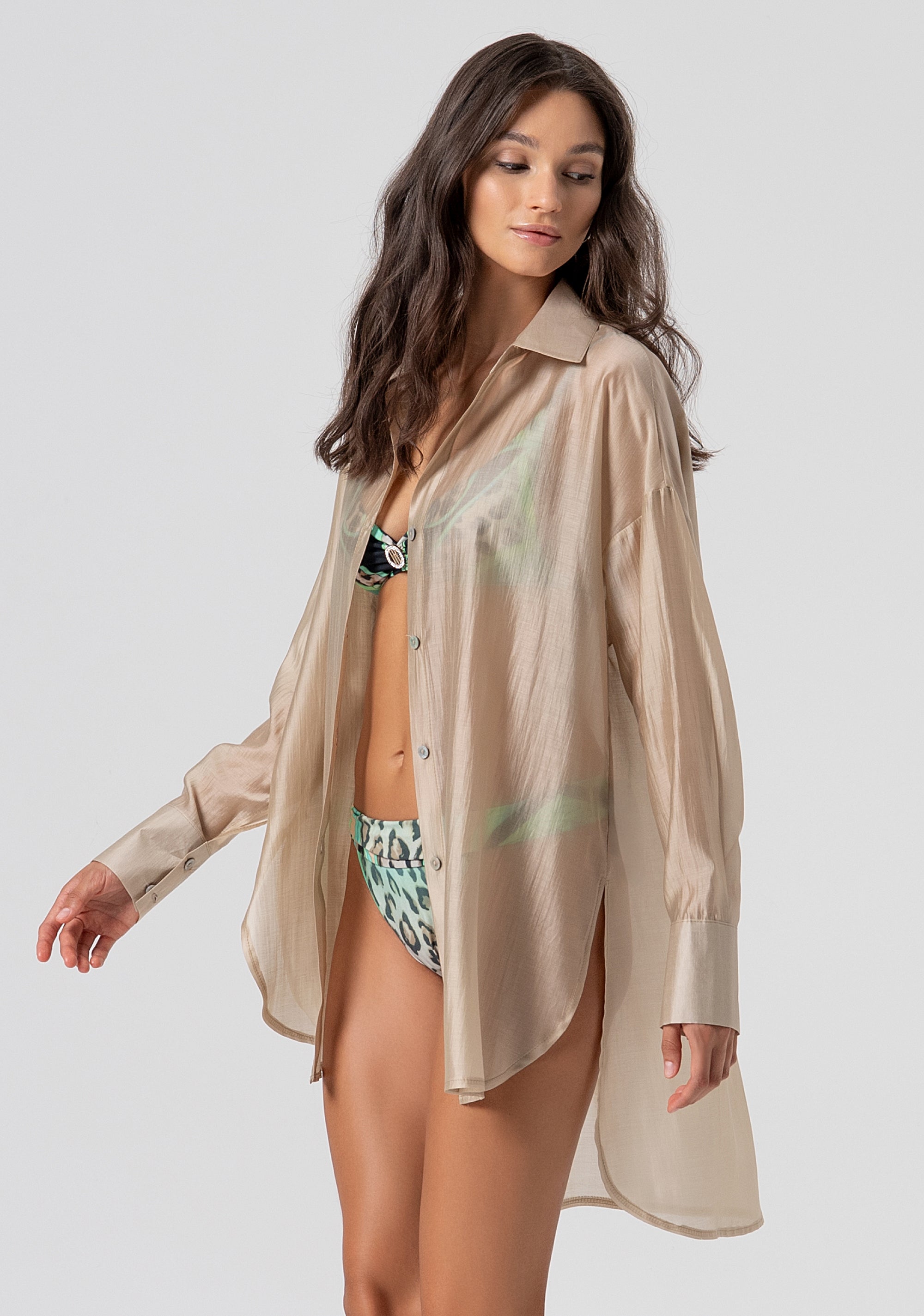 Long shirt over fit made in lyocell Fracomina FV26ST6005W84601-050-2