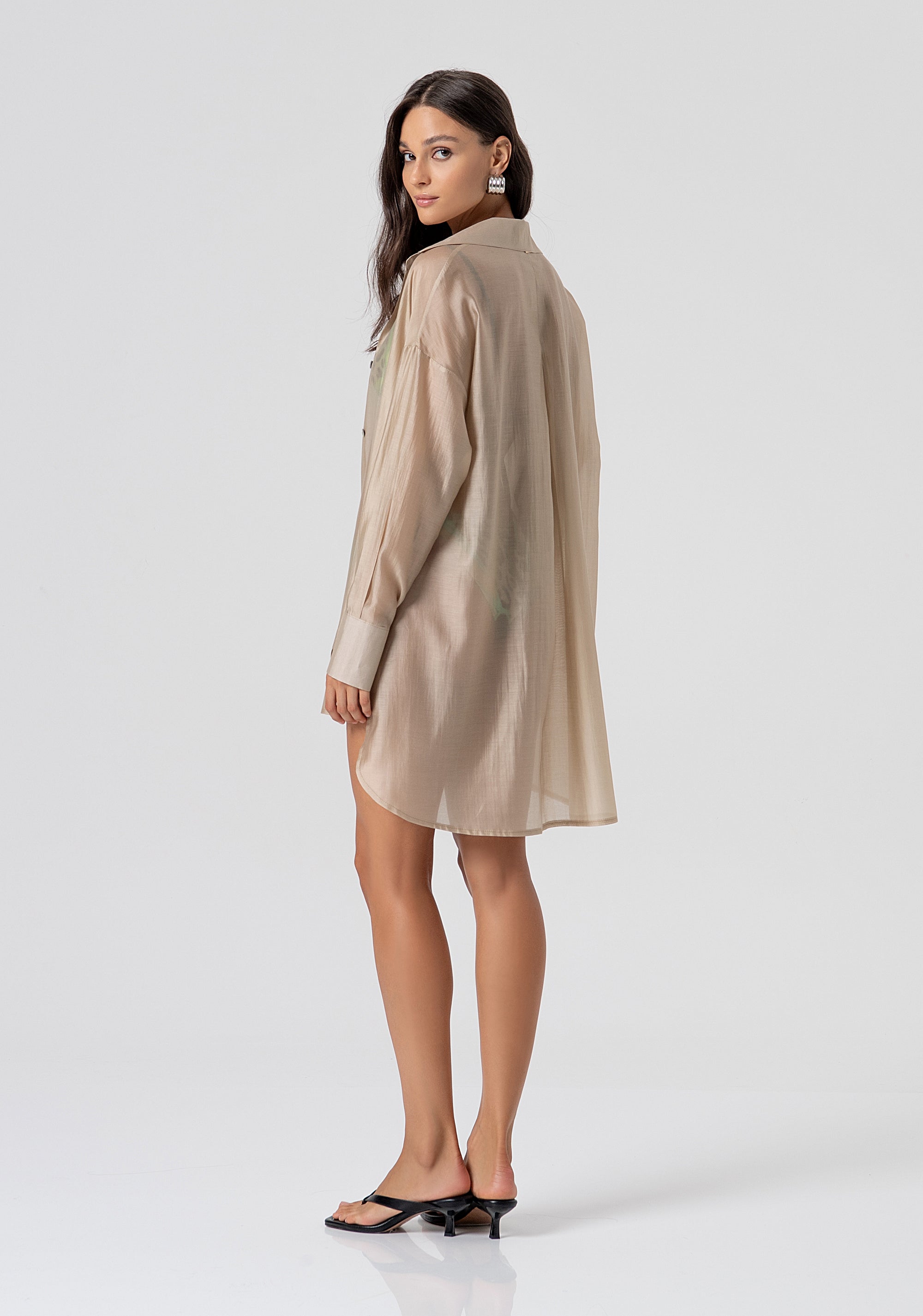 Long shirt over fit made in lyocell Fracomina FV26ST6005W84601-050-3