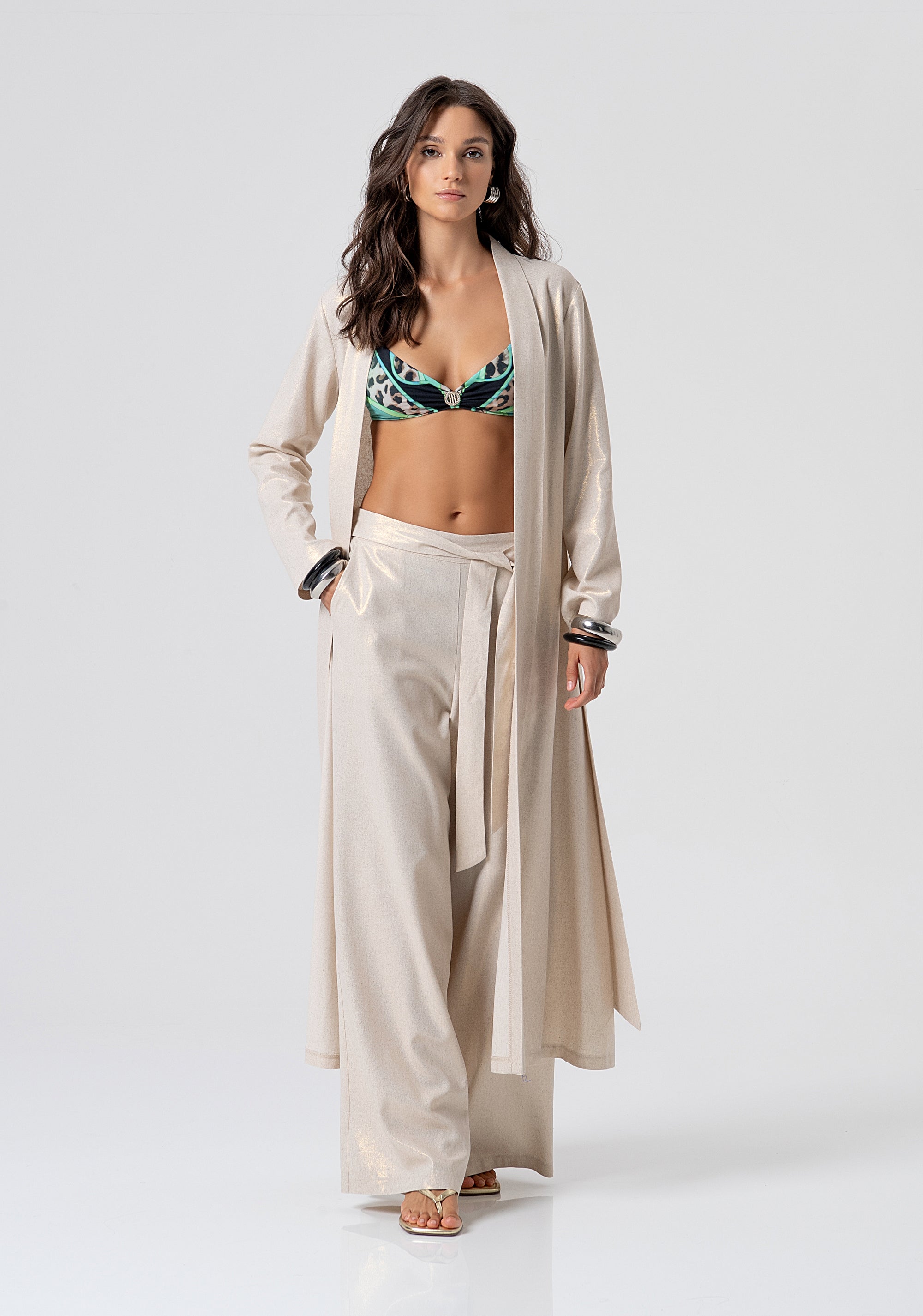 Palazzo pant flare with coating Fracomina FV26SV3010W49801-150-4