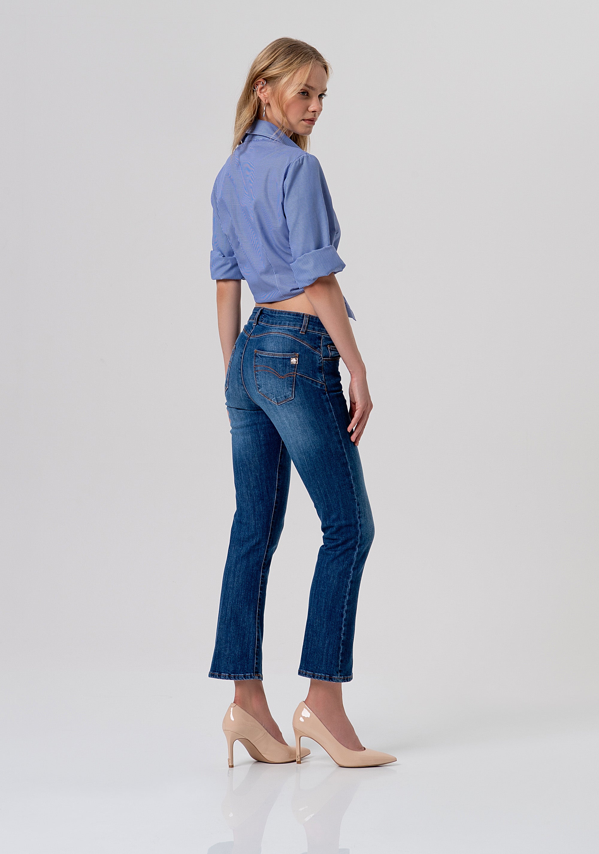 Jeans cropped with push-up effect made in denim with middle wash Fracomina FY26SV8030D40103-258-3