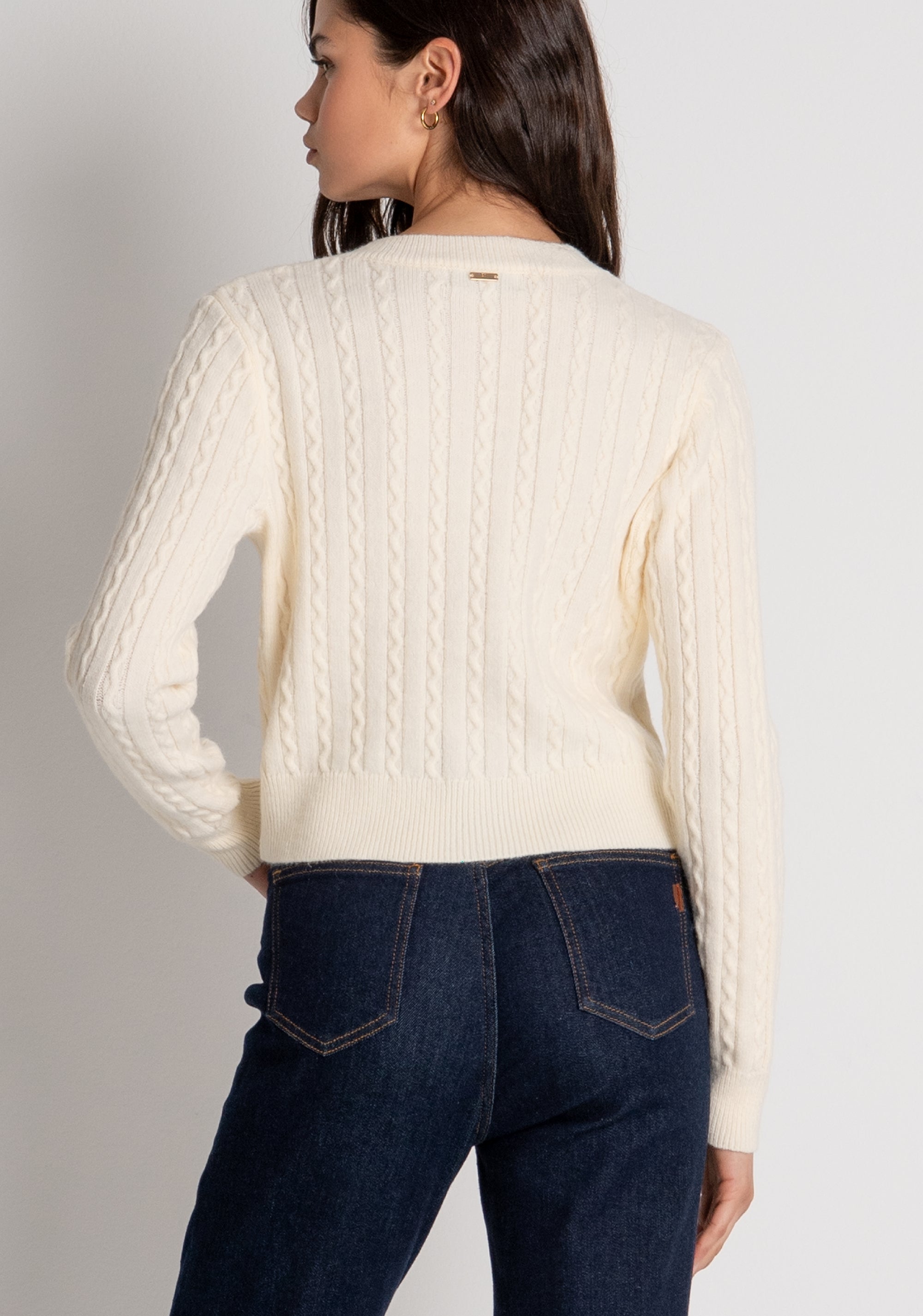 Knitted cardigan regular fit with cable stitch Fracomina FY26WT8037K45801-B59-3