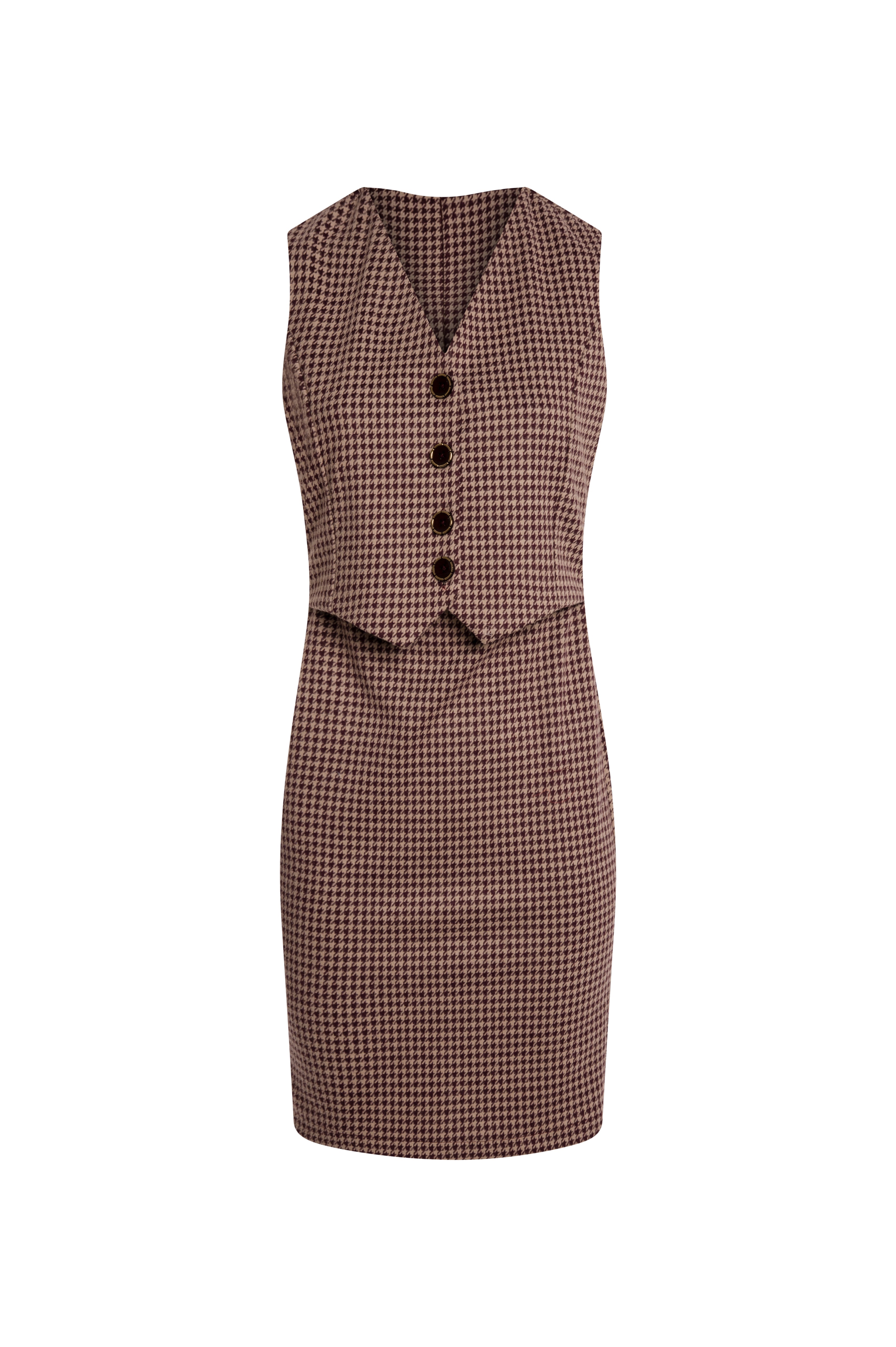 Mini dress slim fit made in pied de poule fabric Fracomina FZ26WD1002W461F6-KM7-1