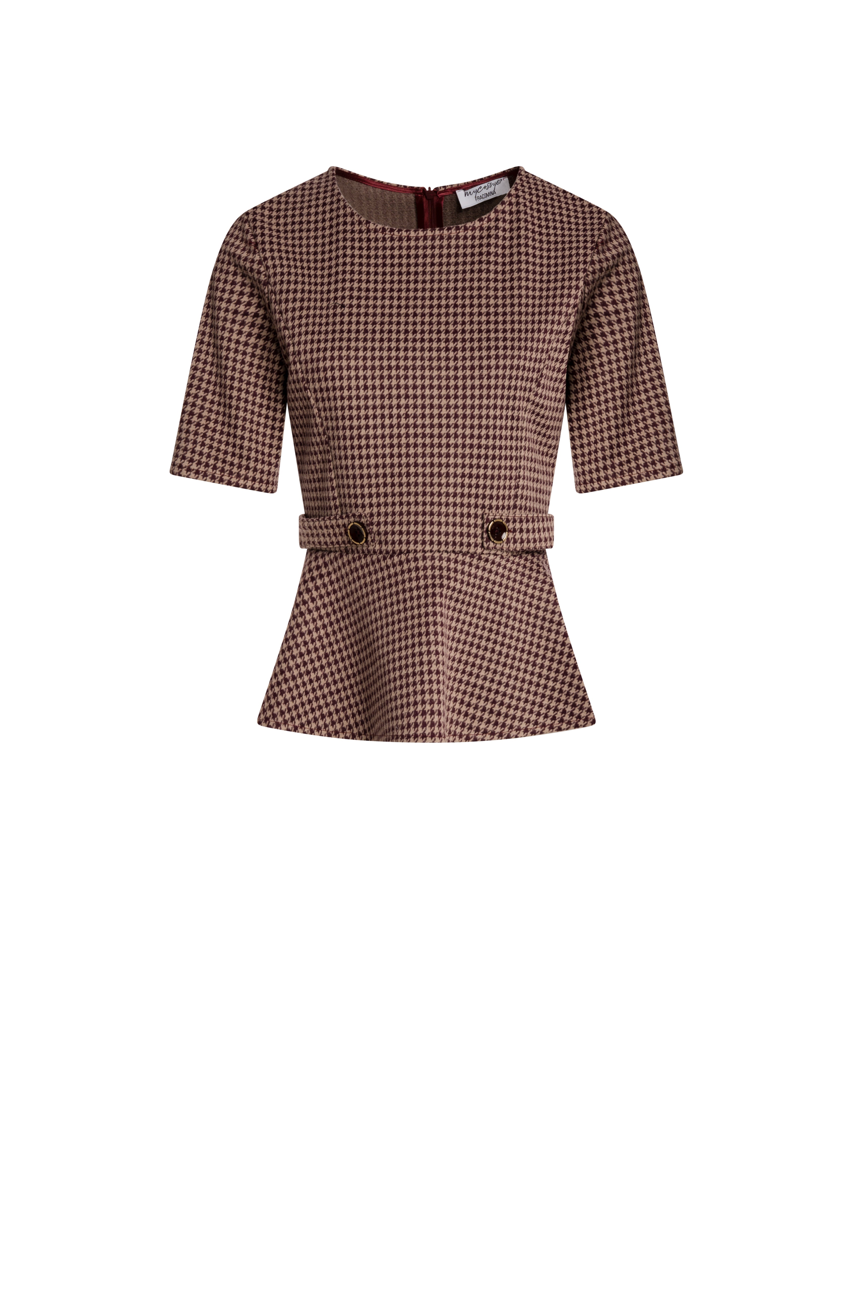 Blouse regular fit made in pied de poule fabric Fracomina FZ26WT1001W461F6-KM7-1