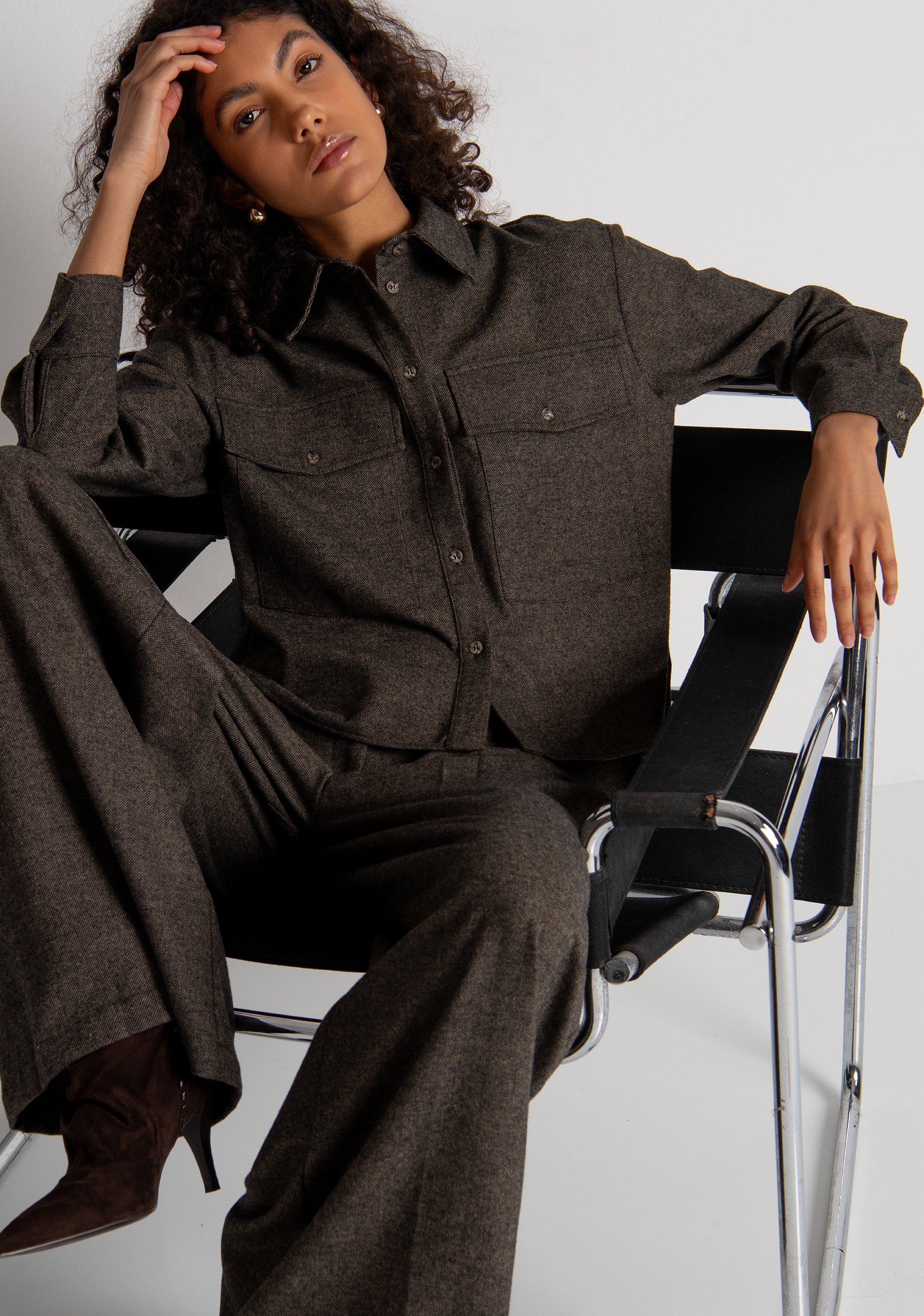 Shirt over fit made in tweed with wool Fracomina FZ26WT6004W73601-091