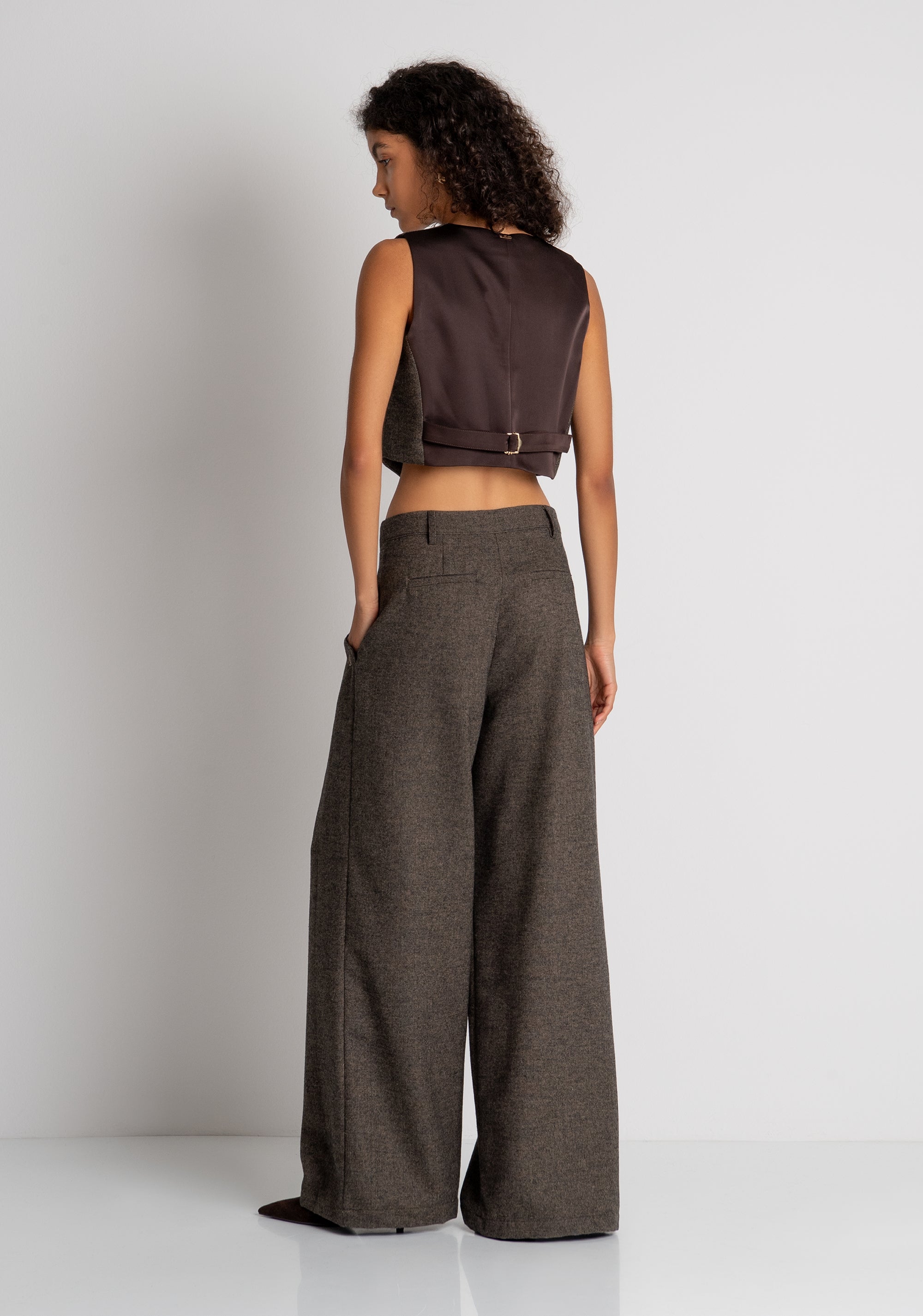 Palazzo pant wide fit made in tweed Fracomina FZ26WV3002W73601-091-4