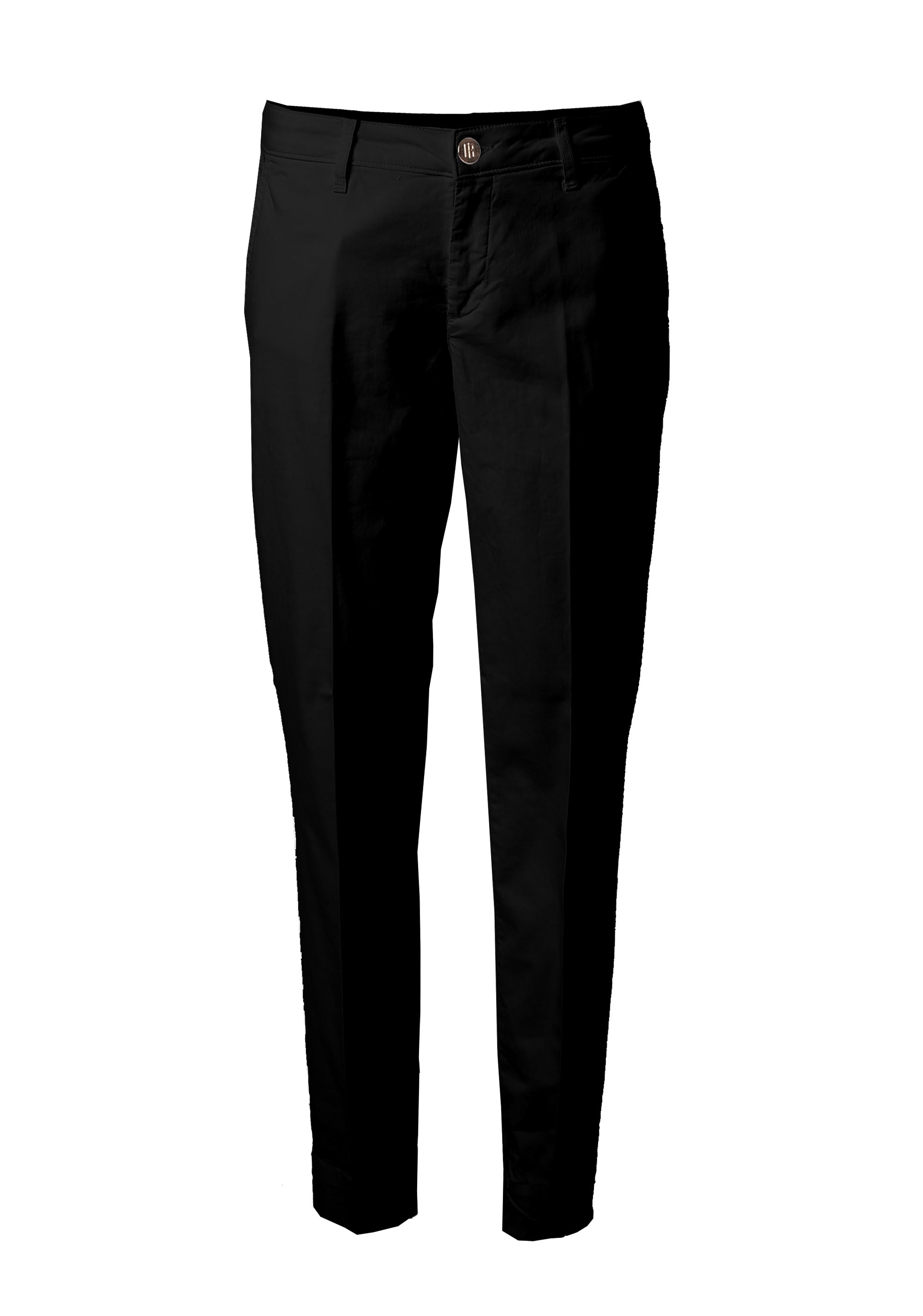High-Waisted Straight-Leg Trousers with Gold Details Fracomina Fi26SV4002W40101_BLACK
