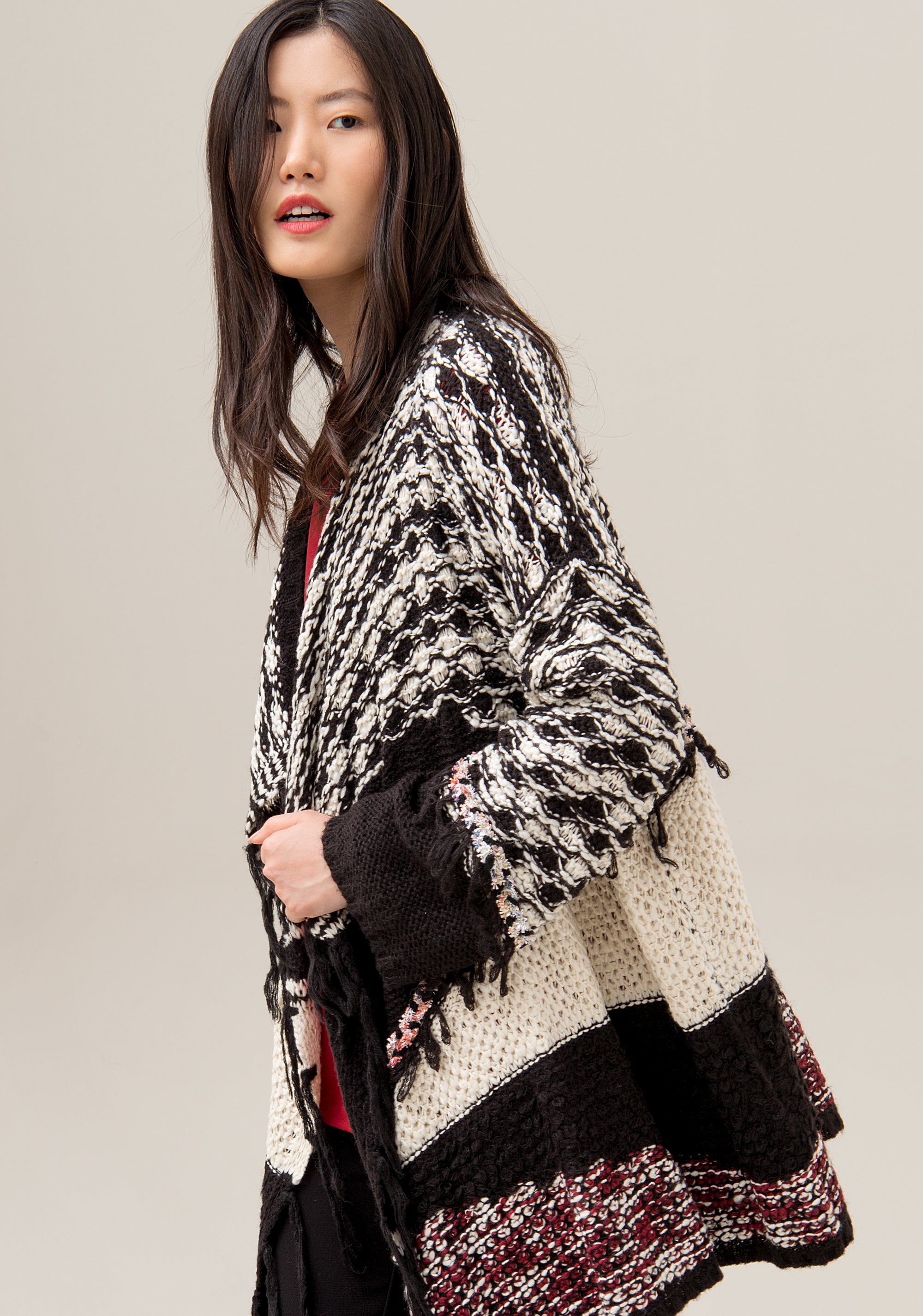 Knitted over fit multicolor jacket Fracomina F320WJ3004K01701-453-03