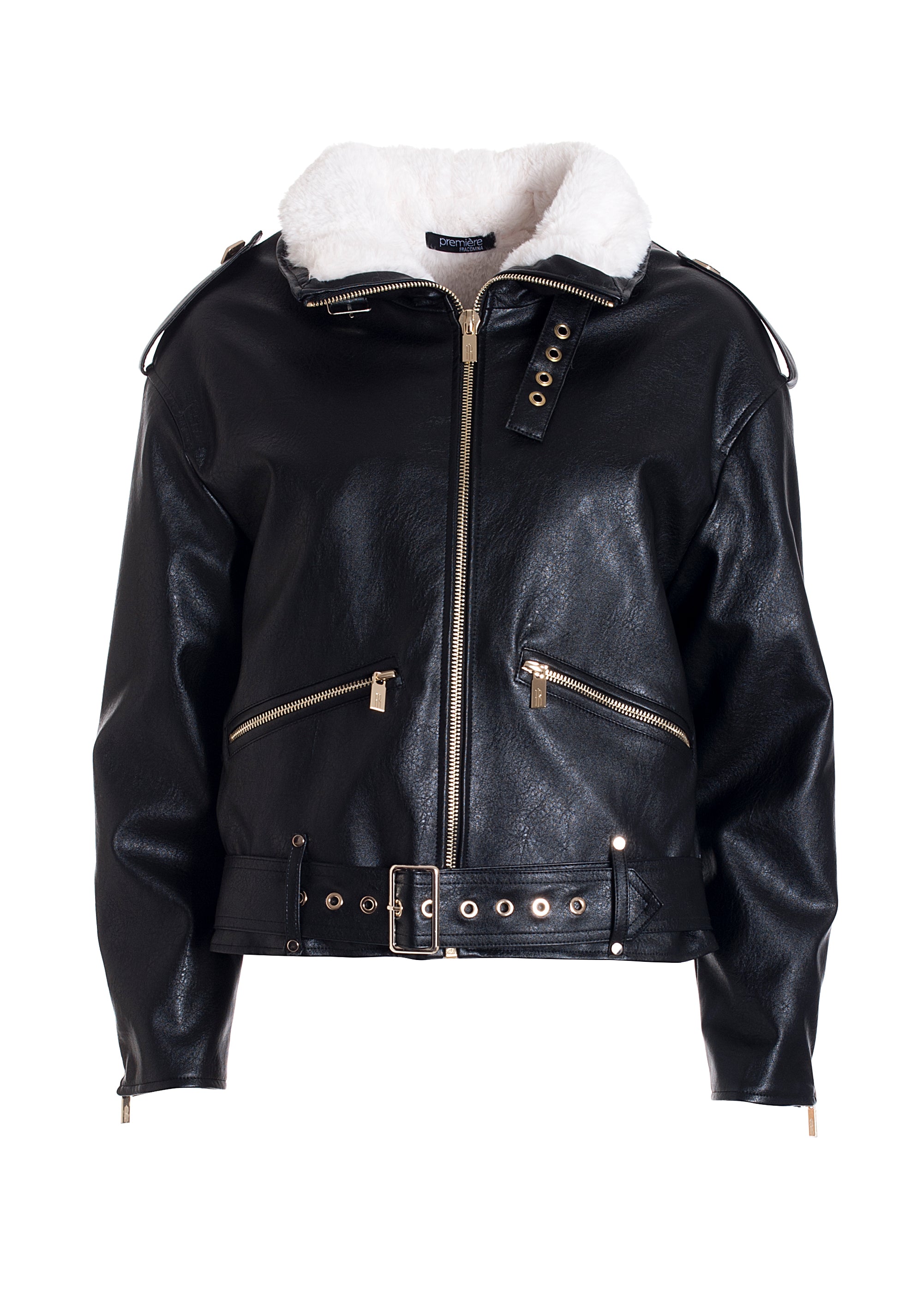 Aviator style jacket regular fit made in fake leather Fracomina F321WJ1005E40201-053_06