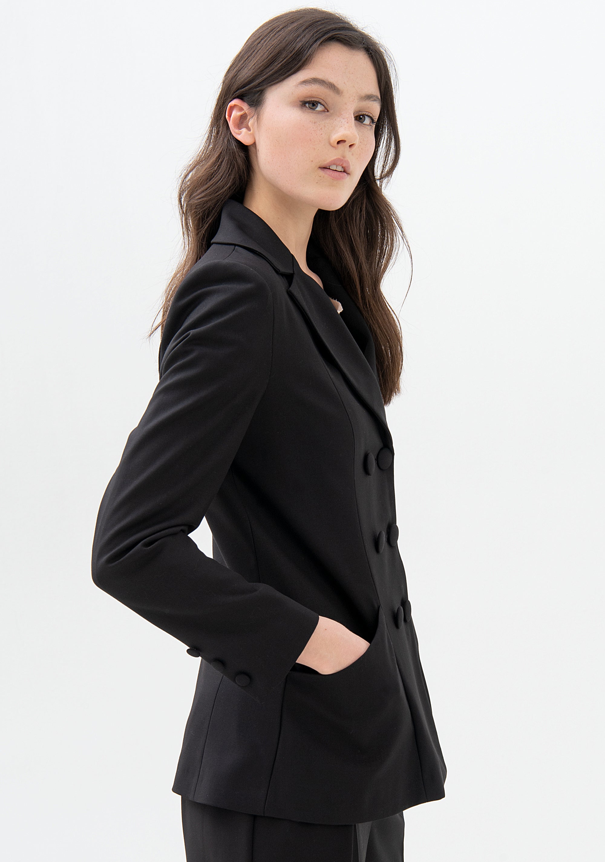 Blazer regular fit, double breasted, made in technical fabric Fracomina F321WJ2001W50001-053_02