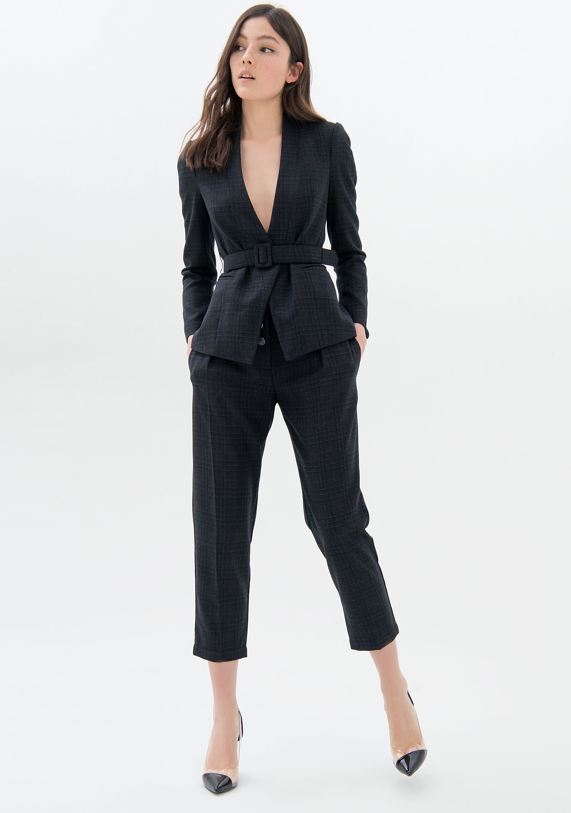 Blazer regular fit made in Price of Wales fabric Fracomina F321WJ2008W45901-053