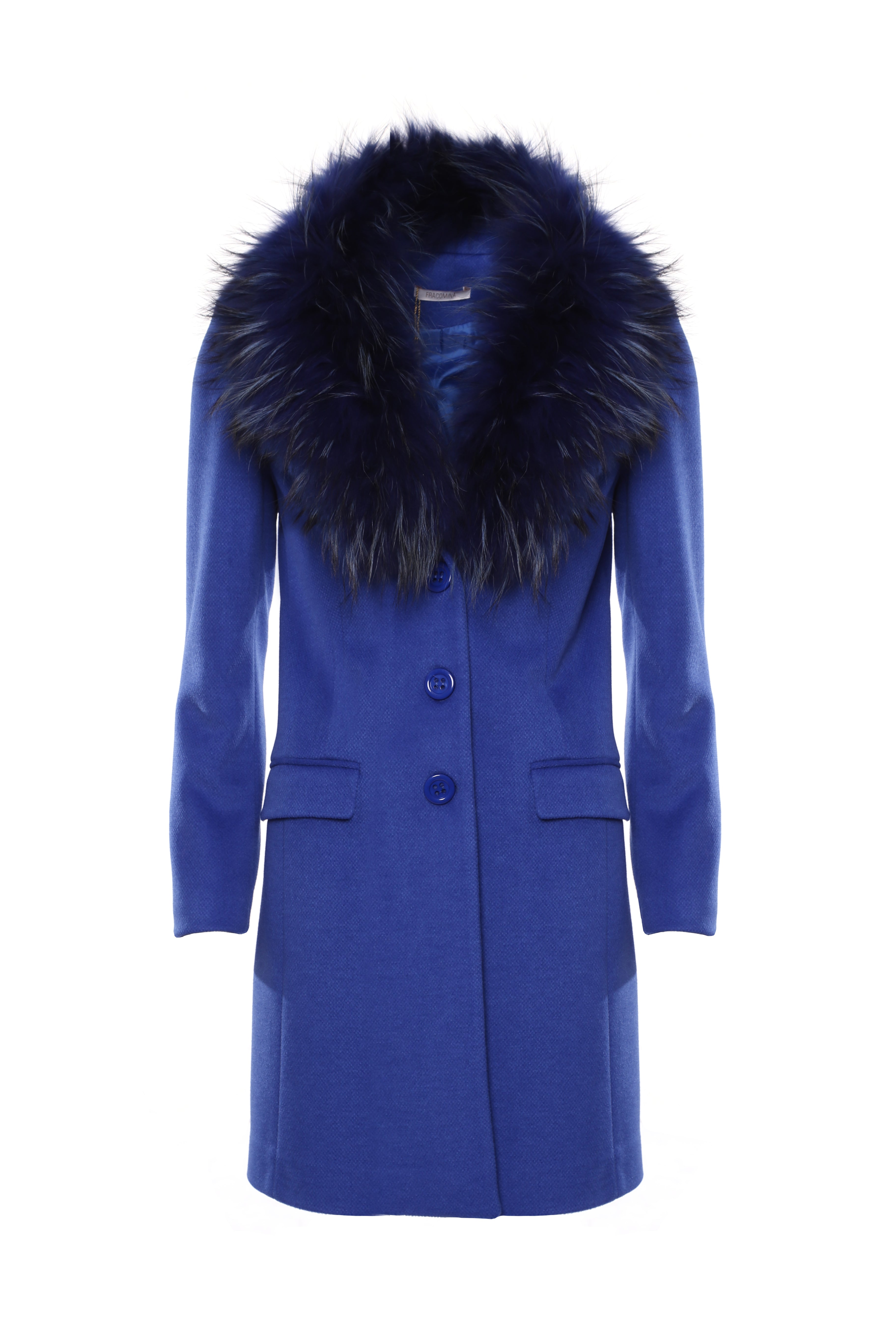 Single breasted slim coat with neck in fur Fracomina FI22WC1001W486F3-085