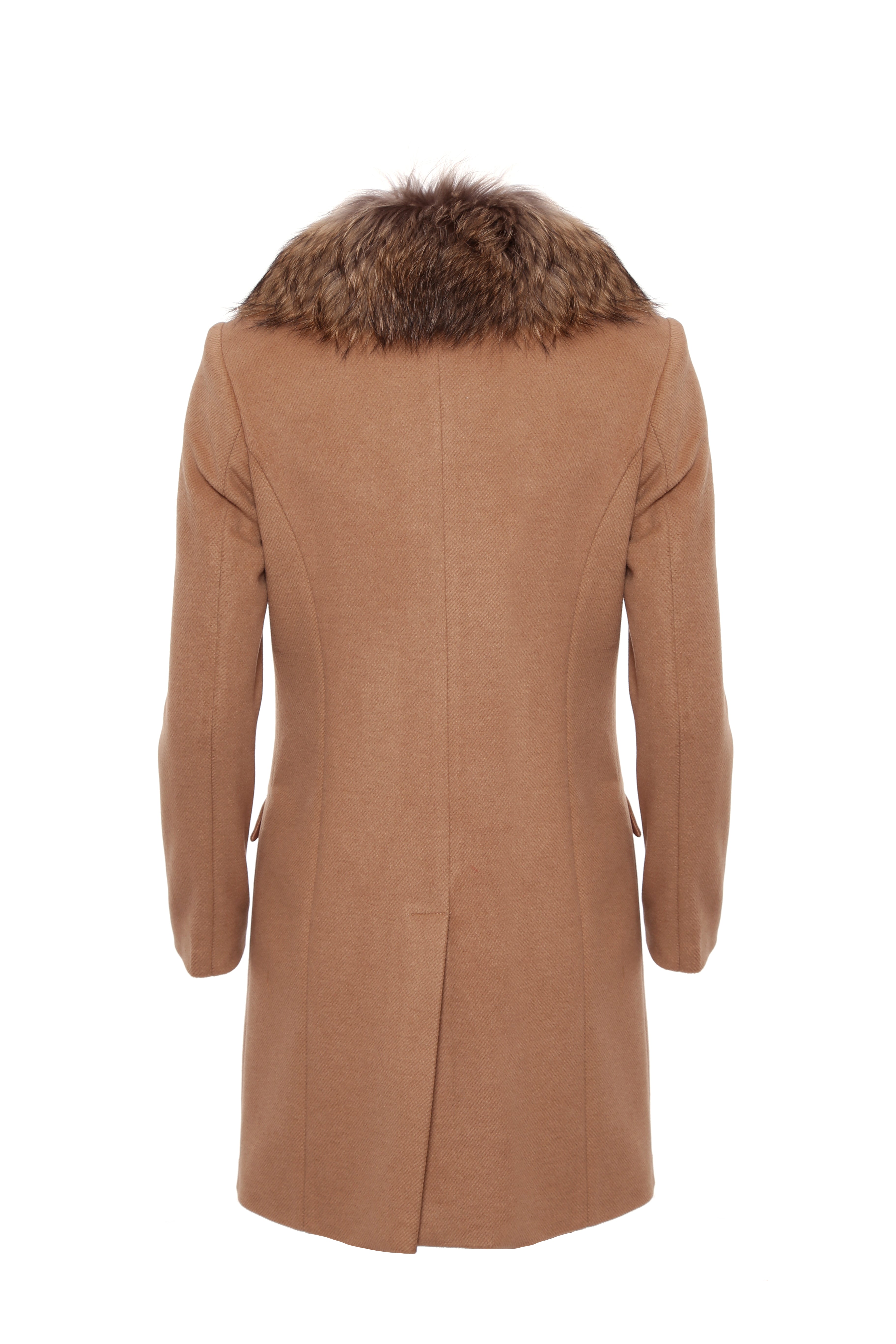 Single breasted slim coat with neck in fur Fracomina FI22WC1001W486F3-093_R