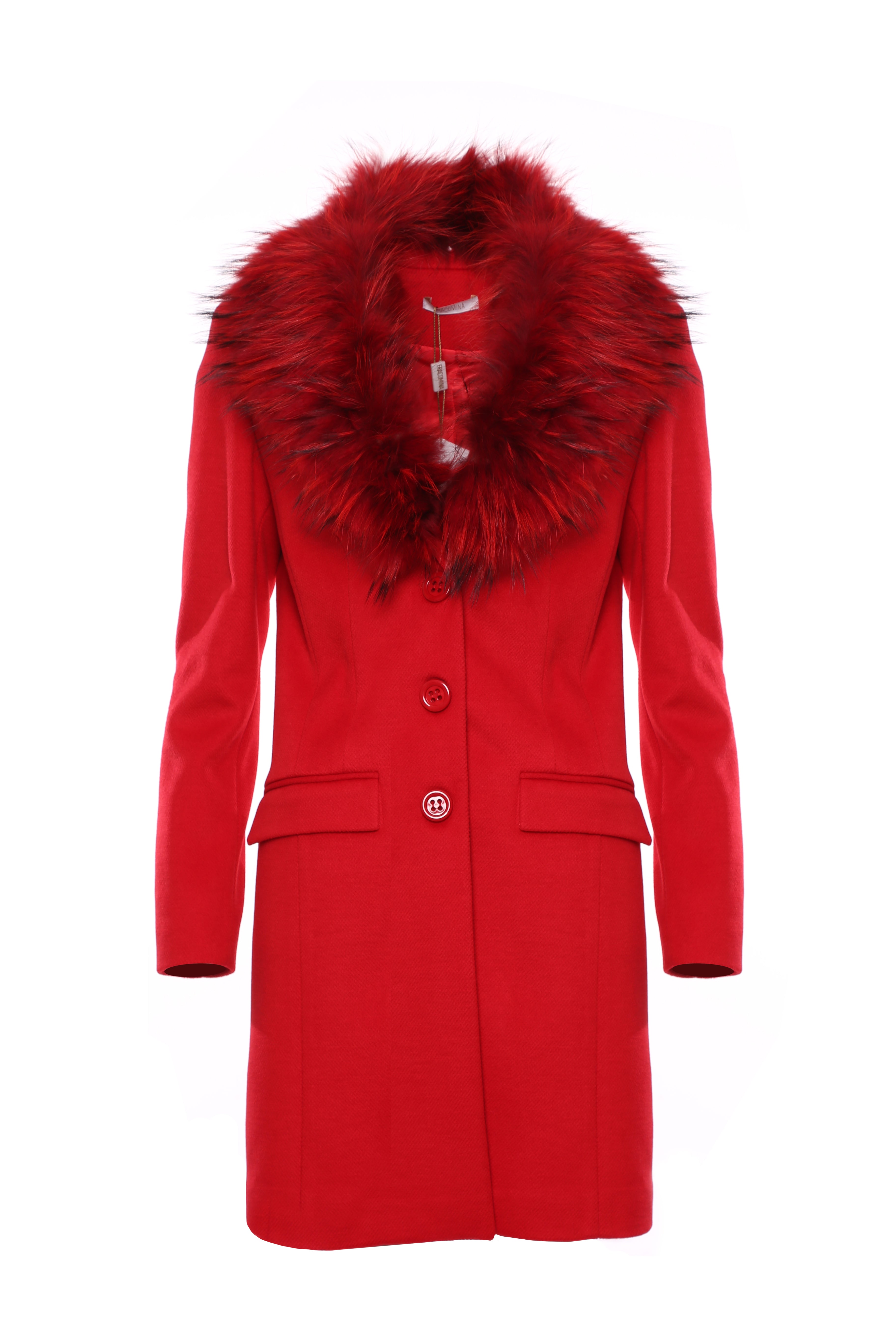 Single breasted slim coat with neck in fur Fracomina FI22WC1001W486F3-234