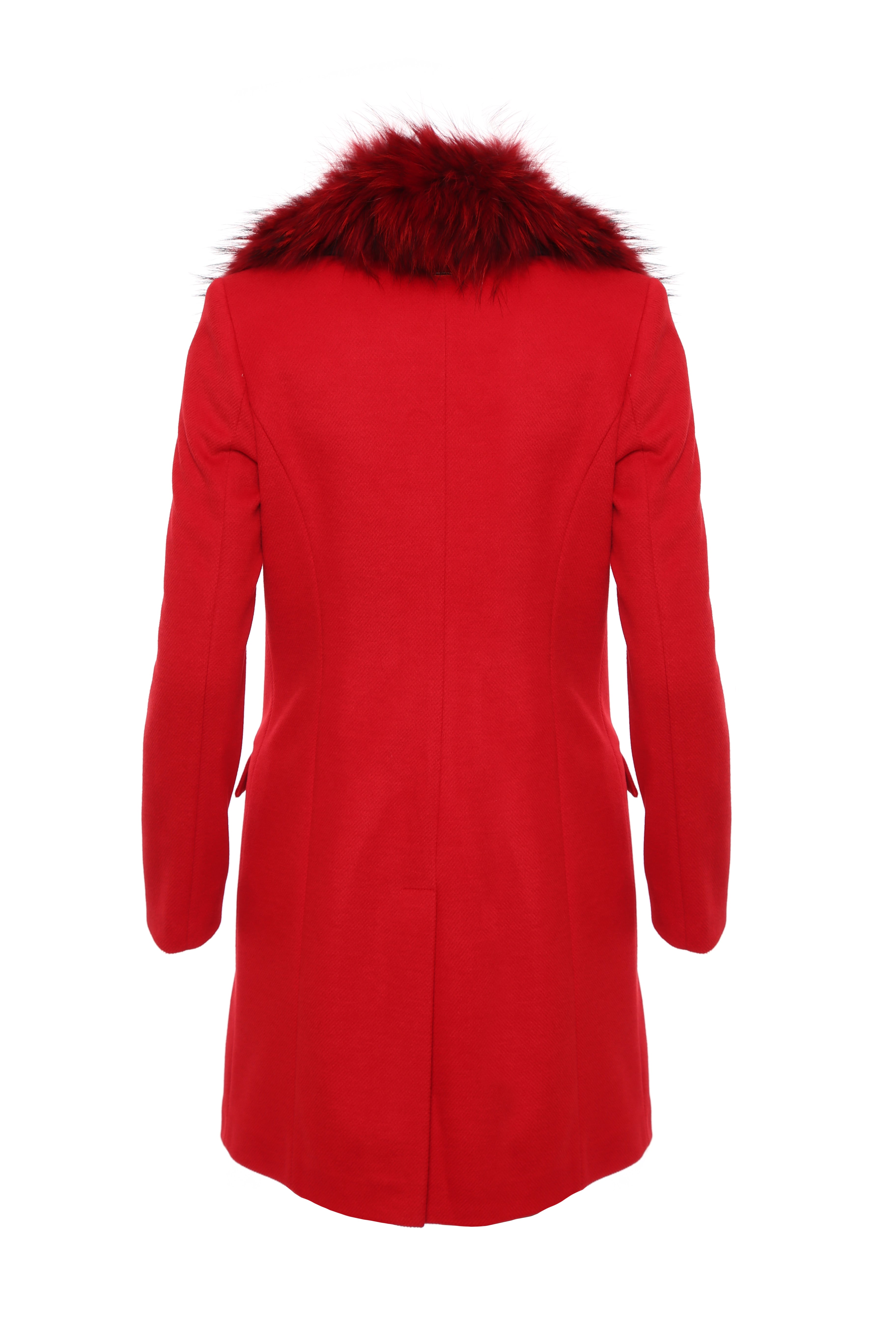 Single breasted slim coat with neck in fur Fracomina FI22WC1001W486F3-234_R