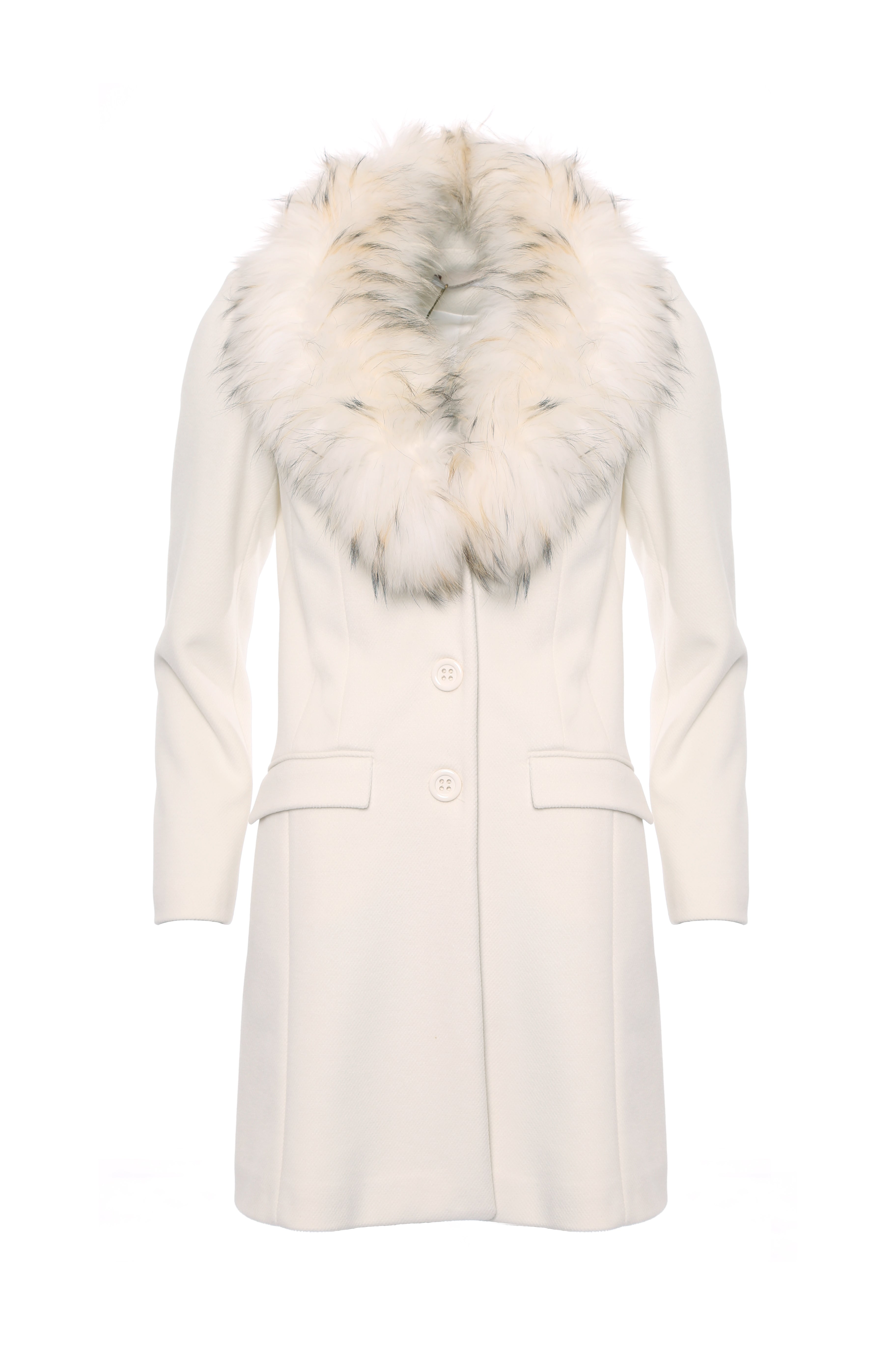 Single breasted slim coat with neck in fur Fracomina FI22WC1001W486F3-278