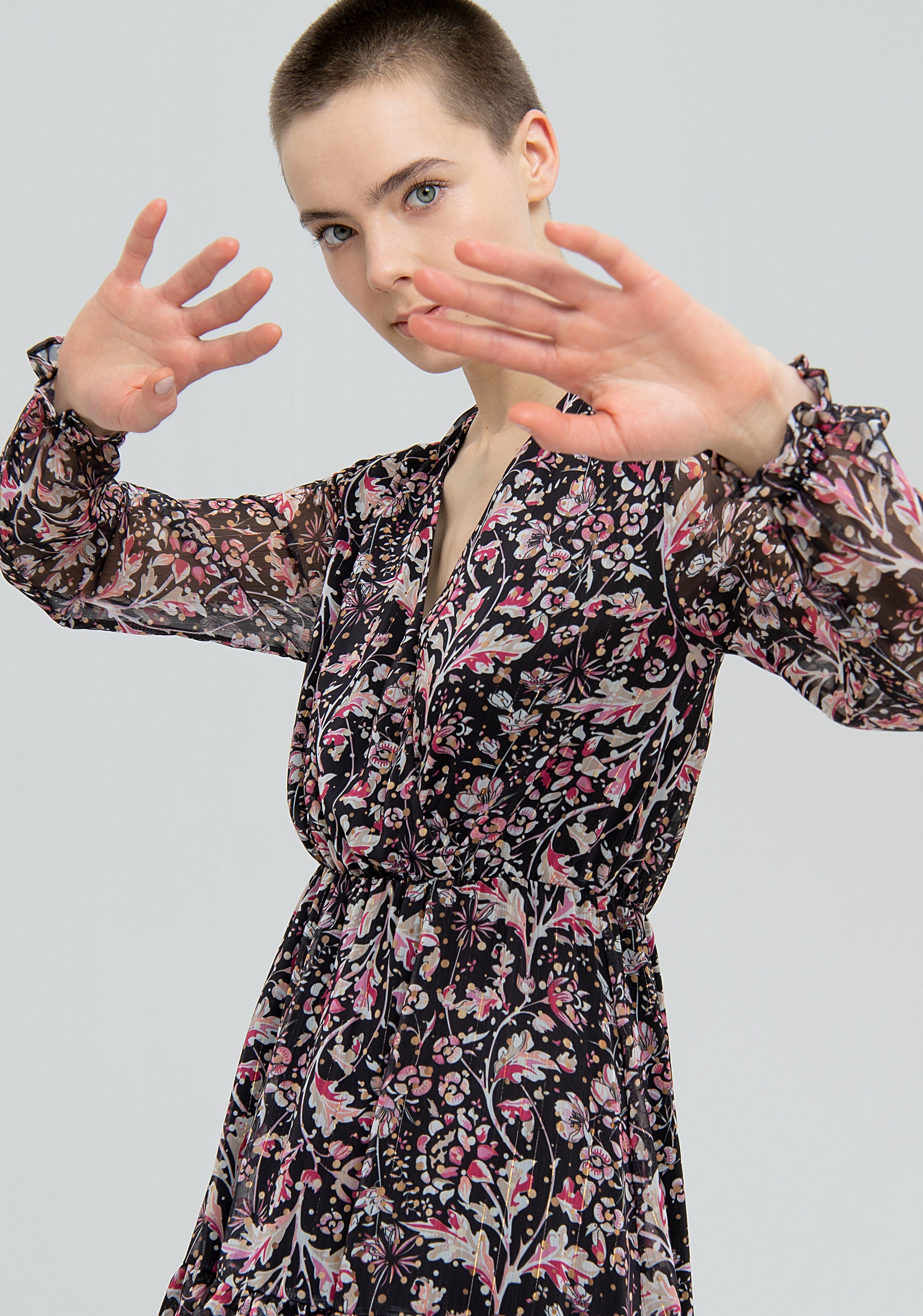 Wrap dress regular fit with flowery pattern Fracomina FJ22WD2002W412N4-L79-2