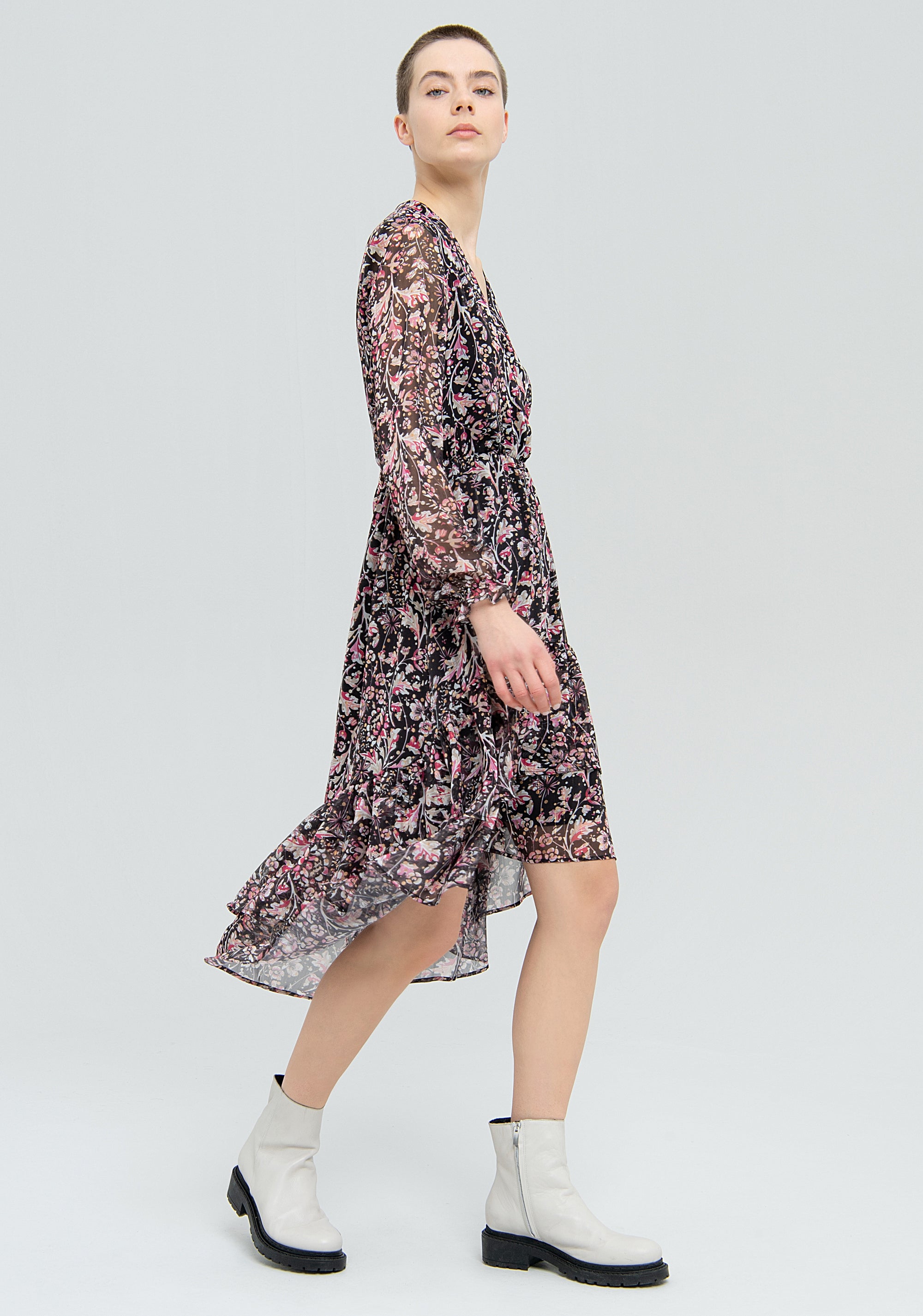 Wrap dress regular fit with flowery pattern Fracomina FJ22WD2002W412N4-L79-3