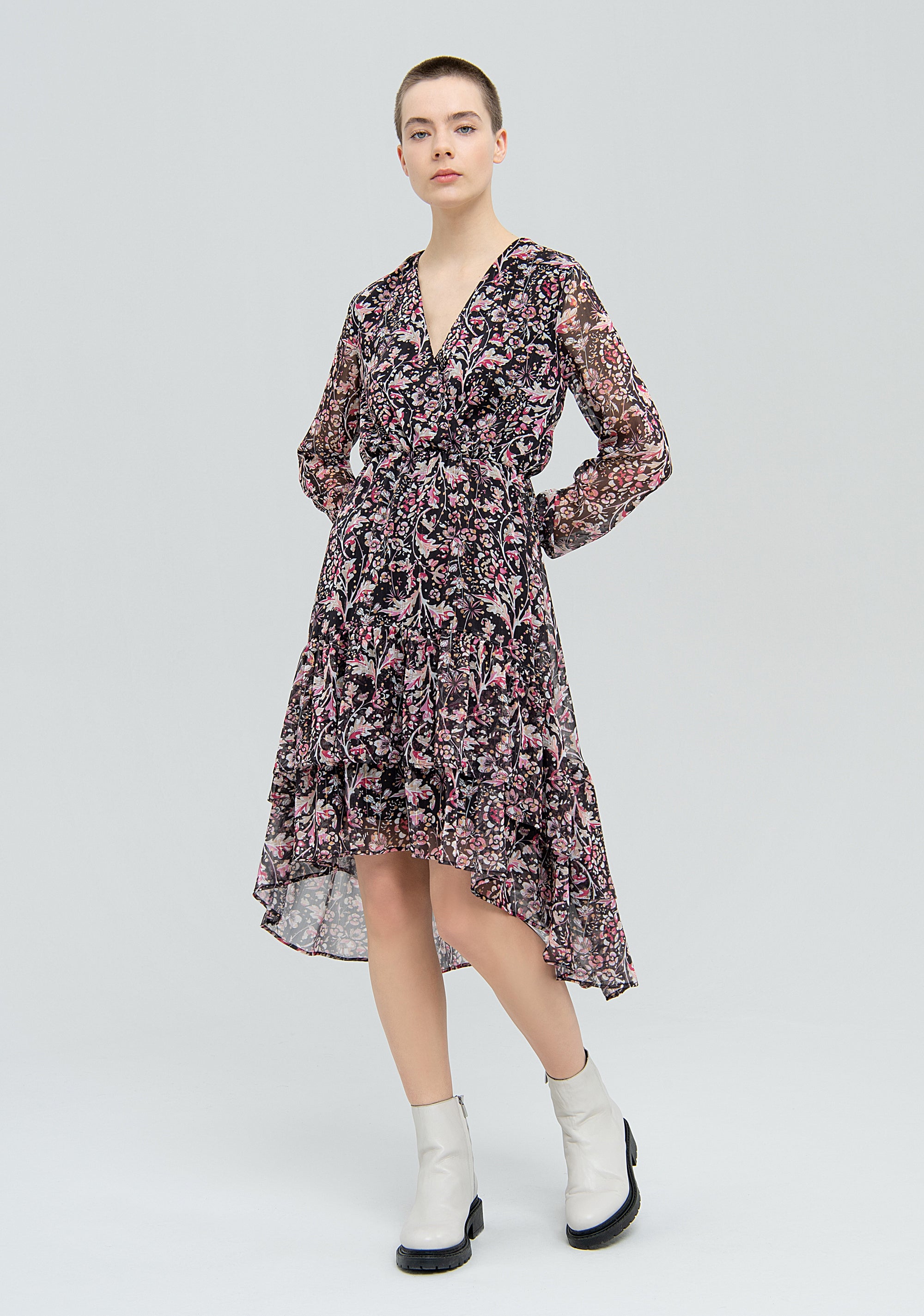 Wrap dress regular fit with flowery pattern Fracomina FJ22WD2002W412N4-L79