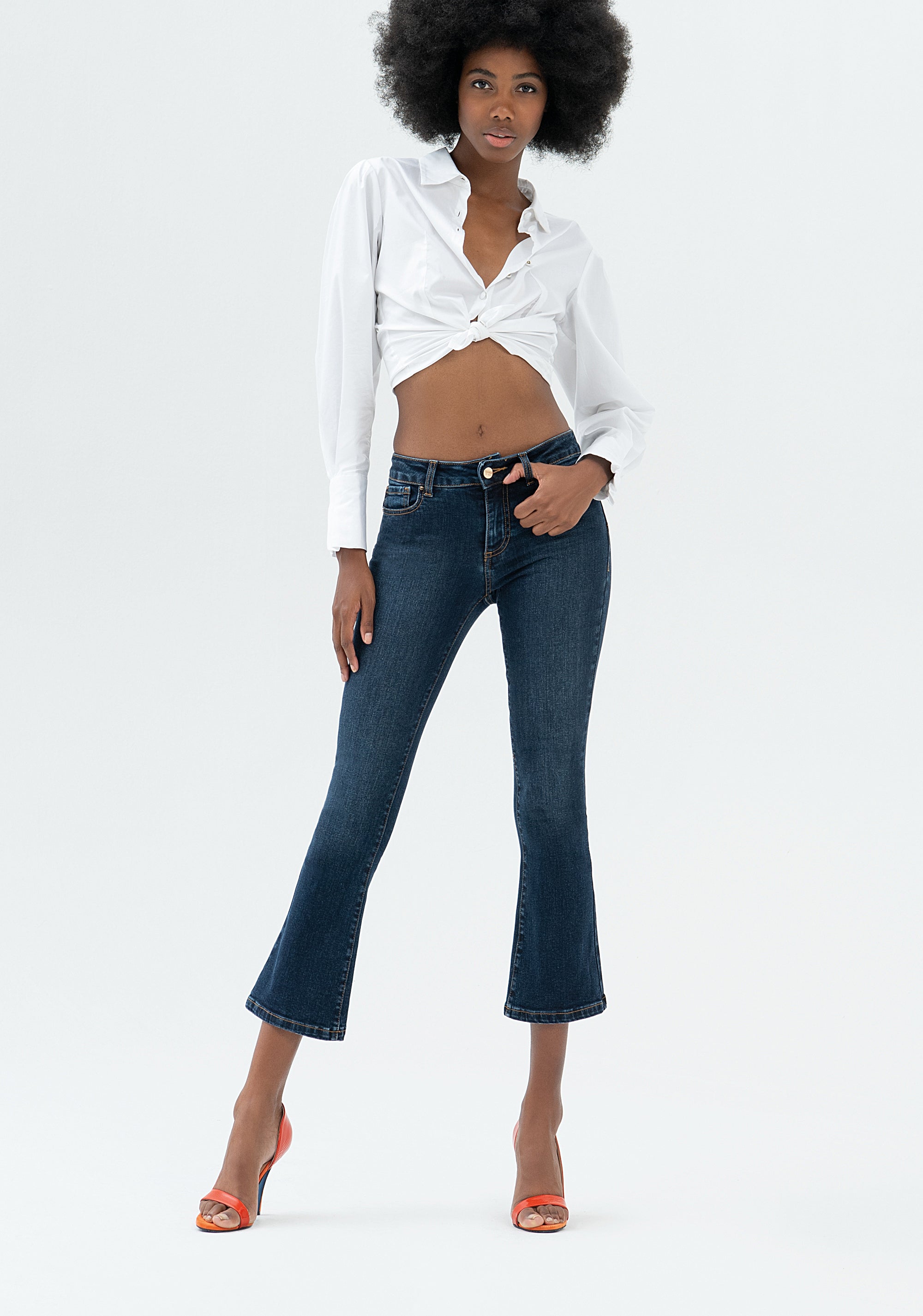 Jeans People Abbigliamento Donna Jeans Bella Flare Cropped Made