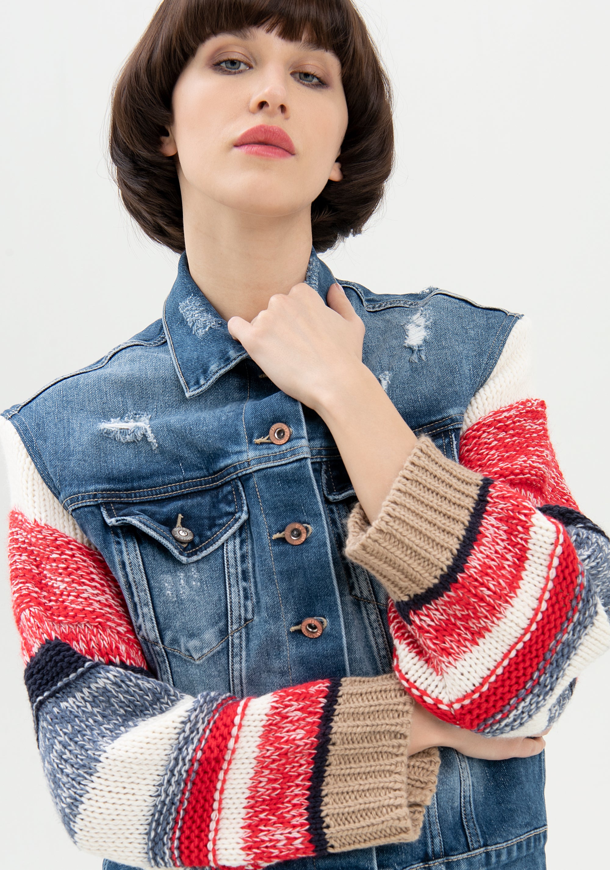 Jacket over fit made in denim with middle wash Fracomina FP21WJ4003D40102-349_02