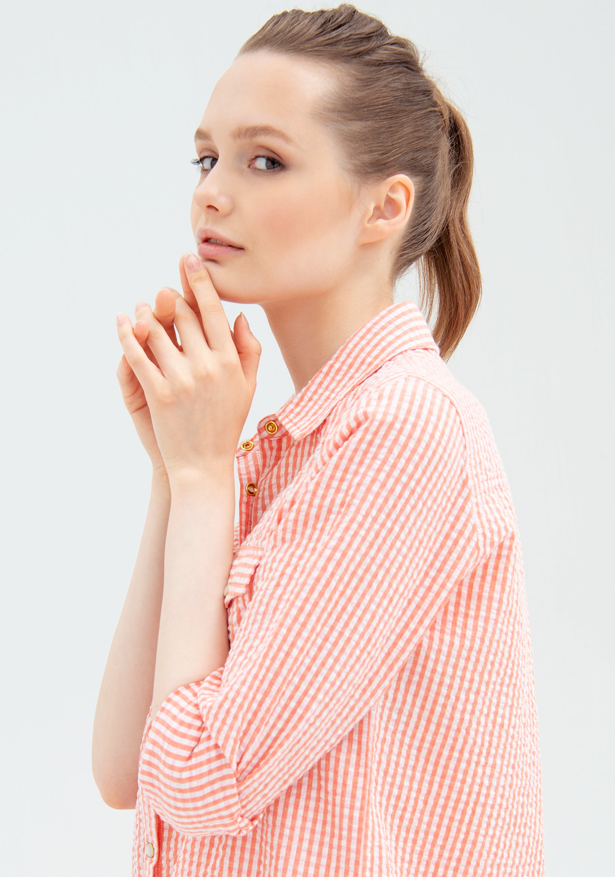 Shirt regular fit made in striped seersucker fabric Fracomina FP22ST1016W403P6-918_2
