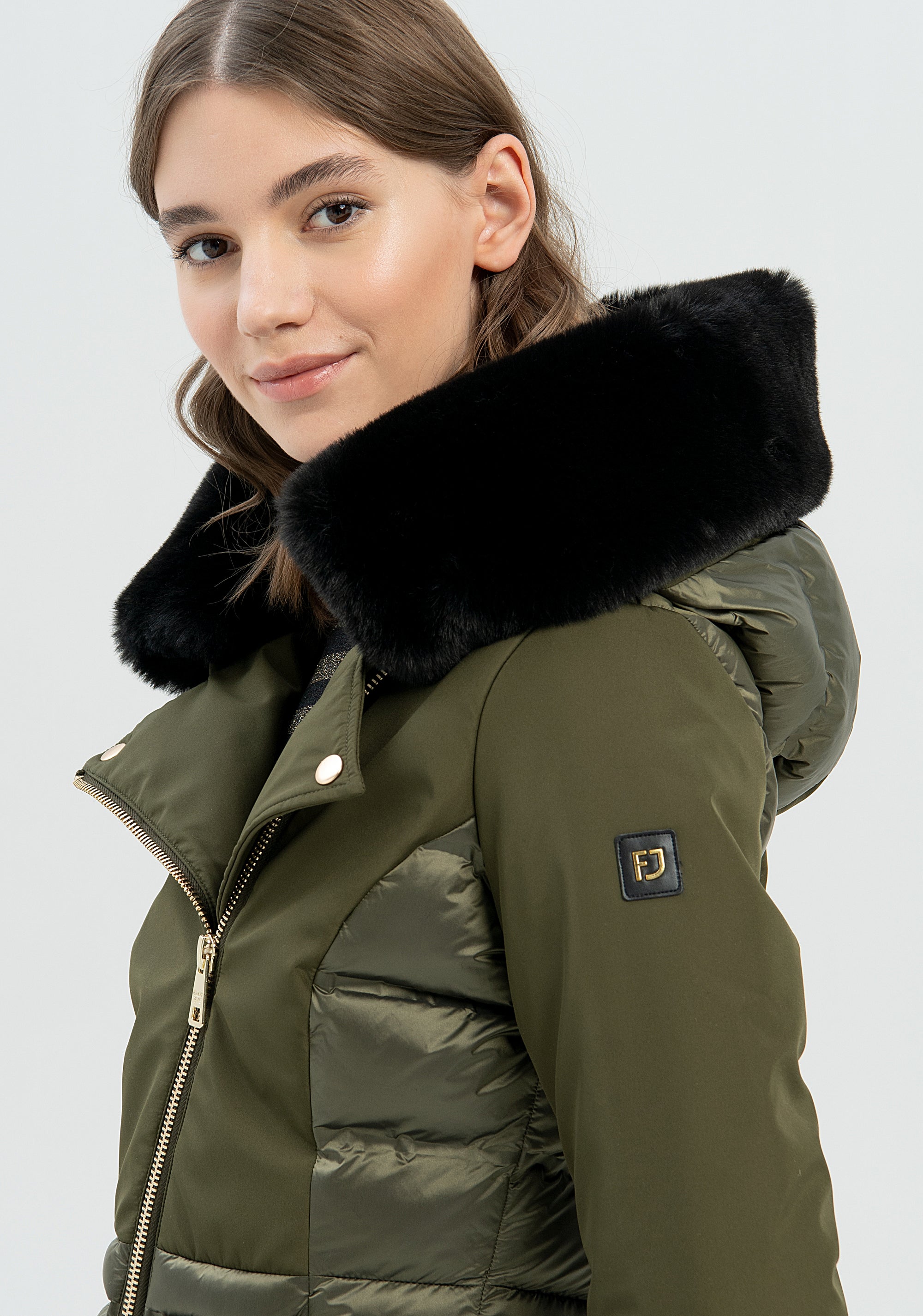 Padded jacket slim fit made in nylon Fracomina FP22WC3008O42901-C46-2