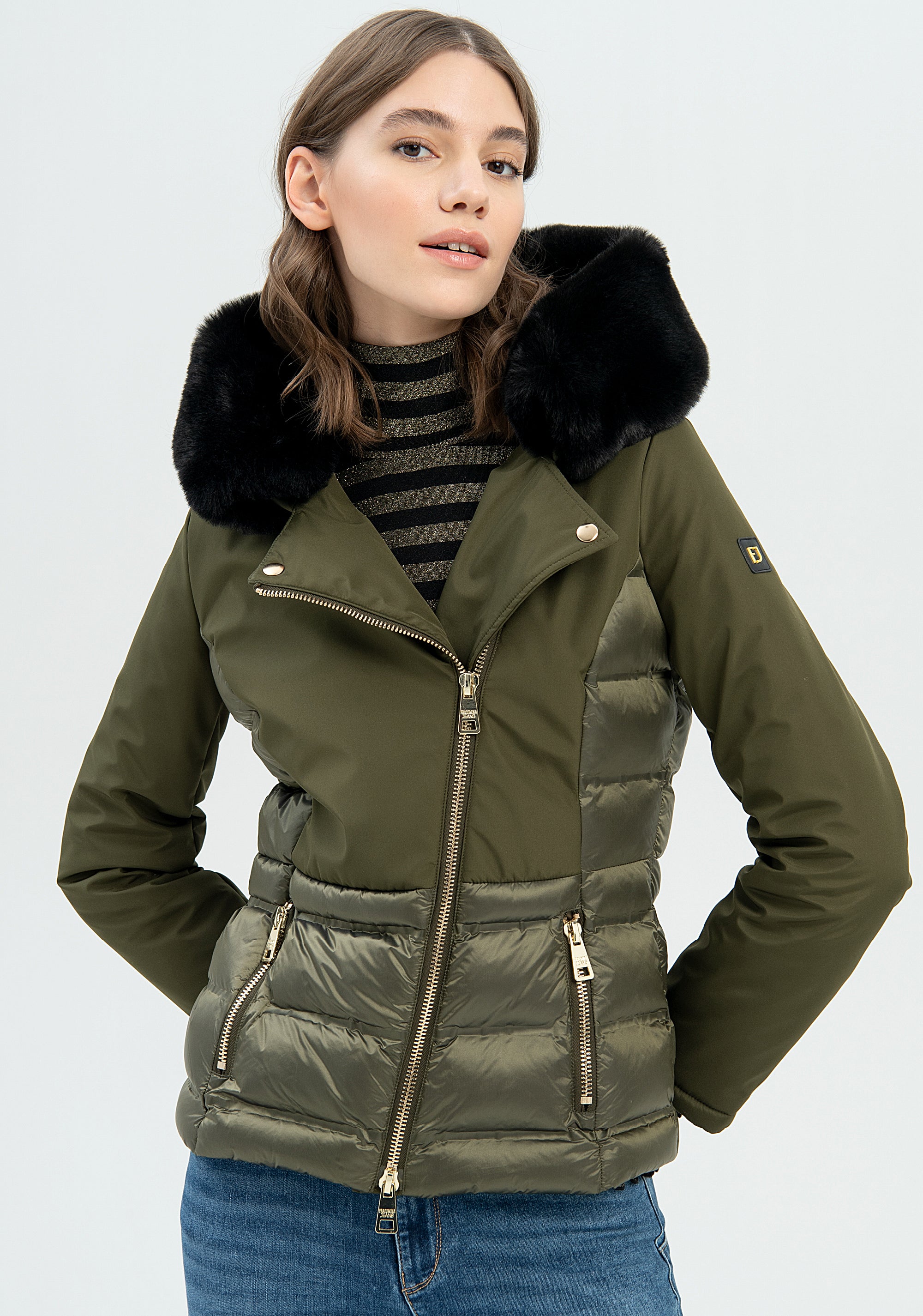 Padded jacket slim fit made in nylon Fracomina FP22WC3008O42901-C46