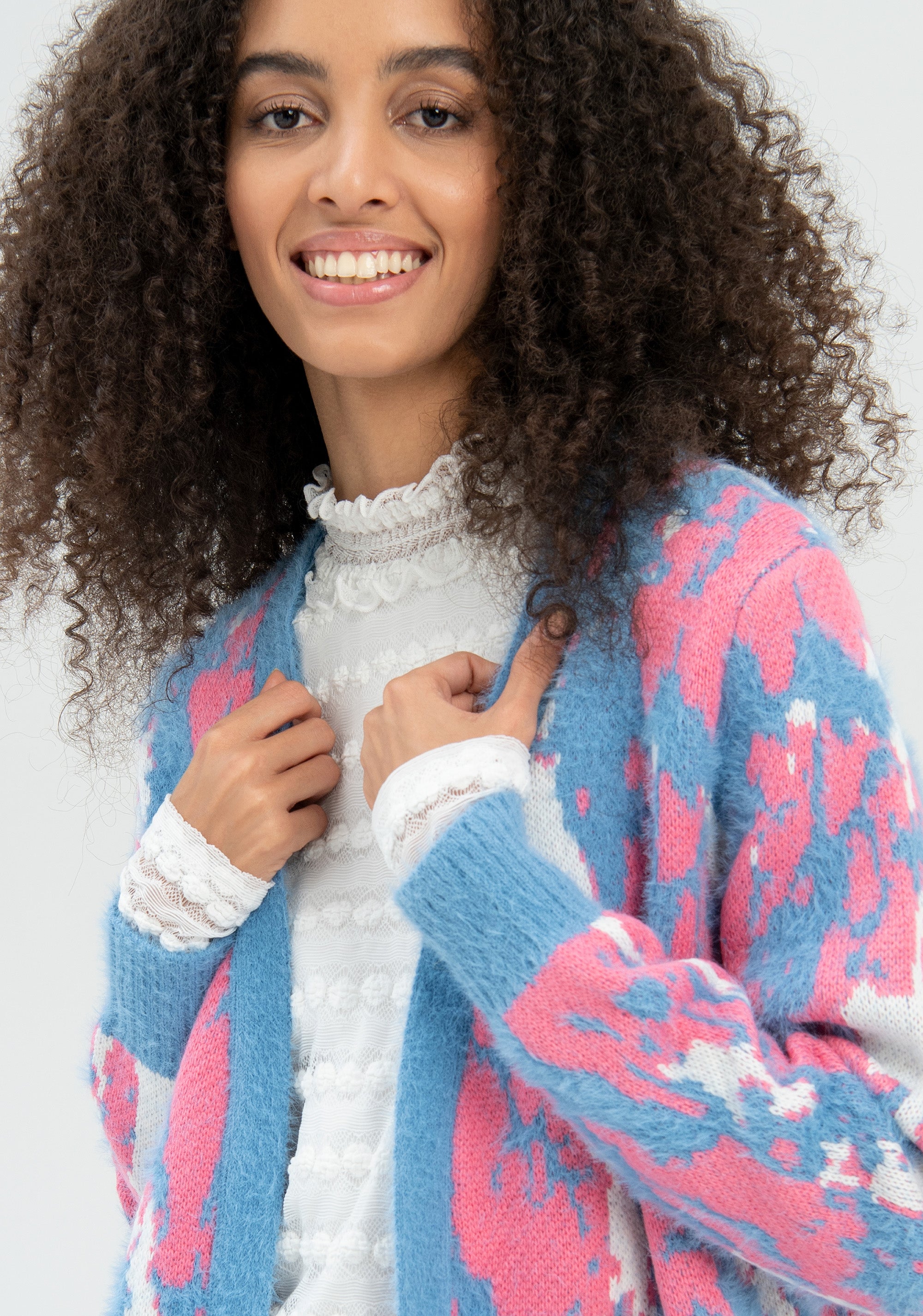 Cardigan over fit with military jacquard Fracomina FP22WT8004K458F8-210-2