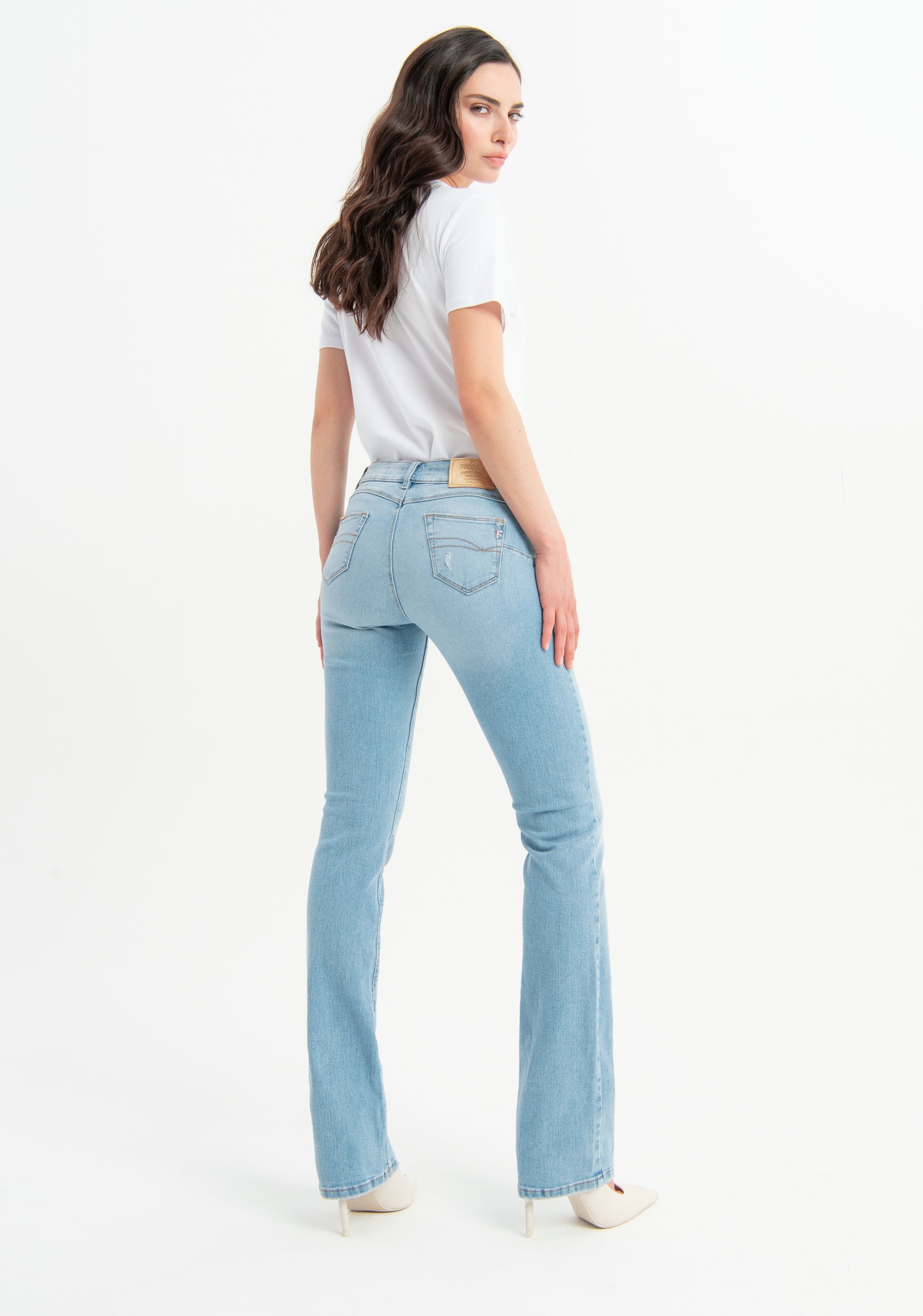 Jeans bootcut fit with push-up effect made in denim with bleached wash Fracomina FP23SV8020D40703-062_4