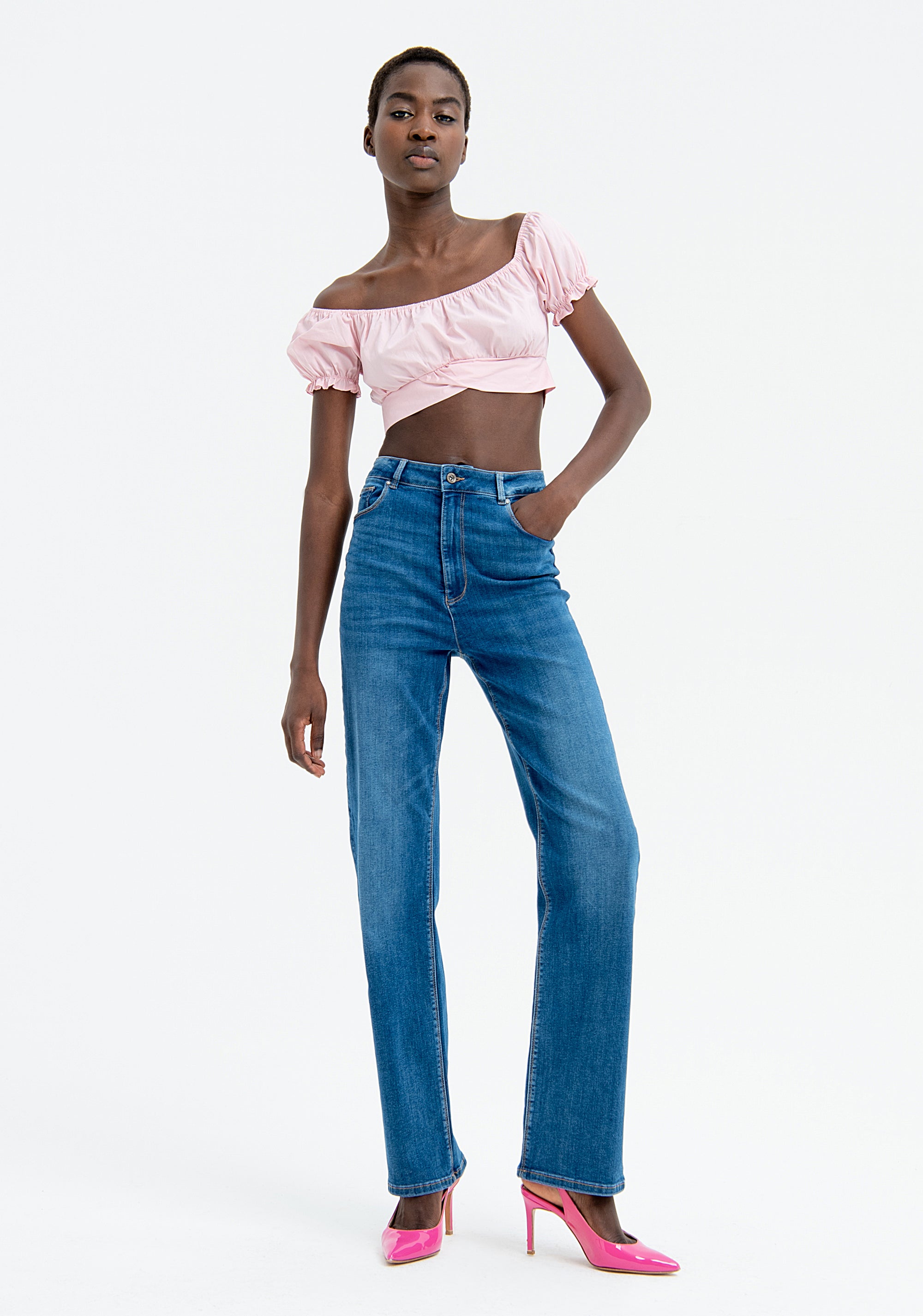 Jeans regular fit with push-up effect made in denim with middle wash Fracomina FP23SV8050D40102-B06-1