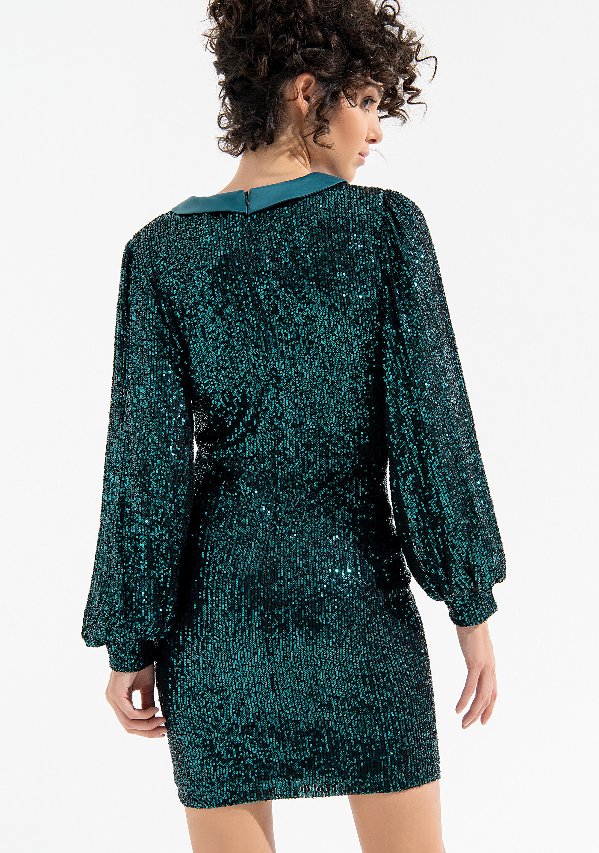 Balloon sleeves dress with paillettes Fracomina FQ000D1004W504N6-152_4
