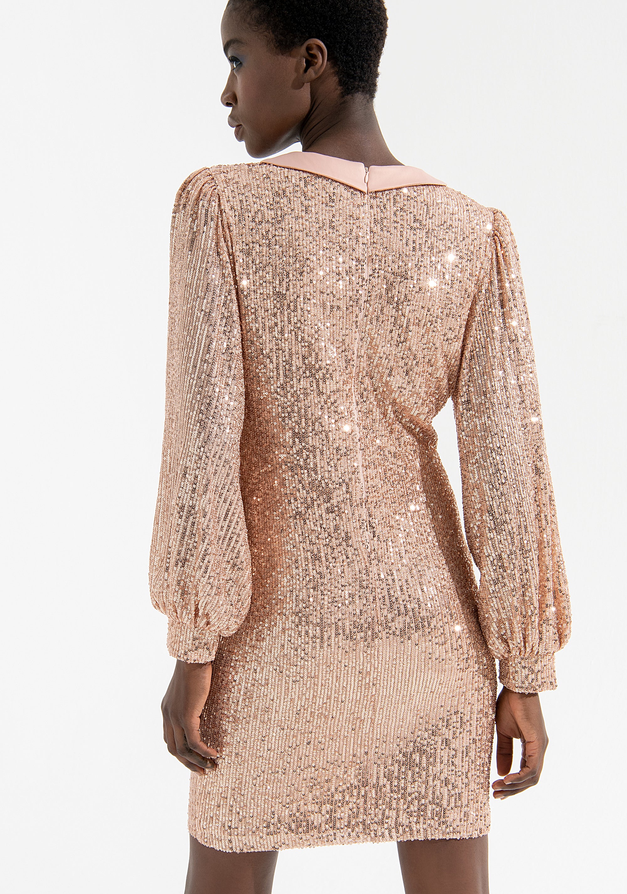 Balloon sleeves dress with paillettes Fracomina FQ000D1004W504N6-226_4