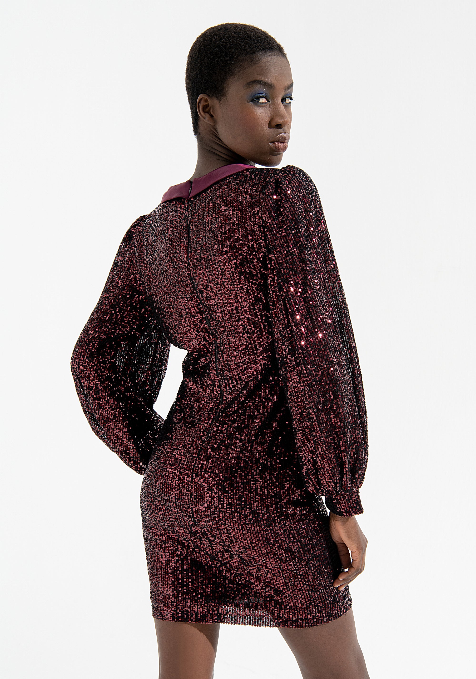 Balloon sleeves dress with paillettes Fracomina FQ000D1004W504N6-297_4