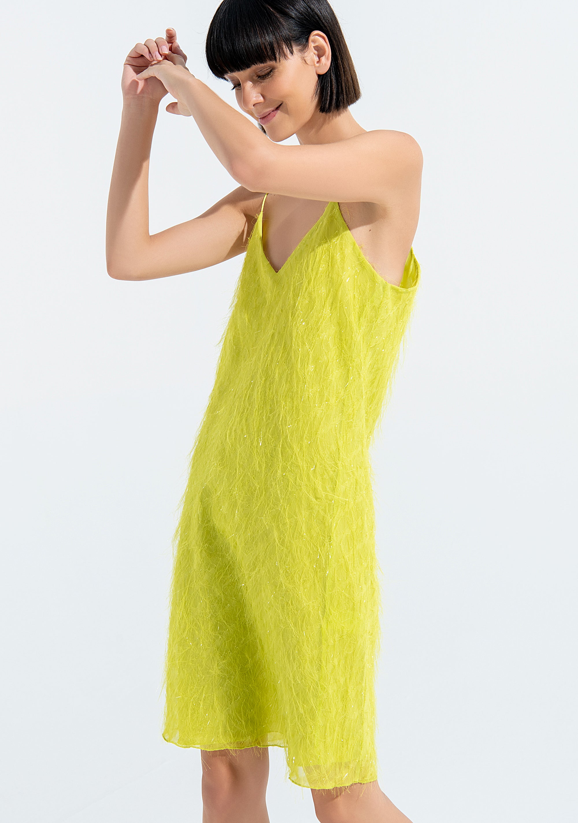 Mini dress made in fil coupè fabric with no sleeves Fracomina FQ22SD2002W54501-041_3