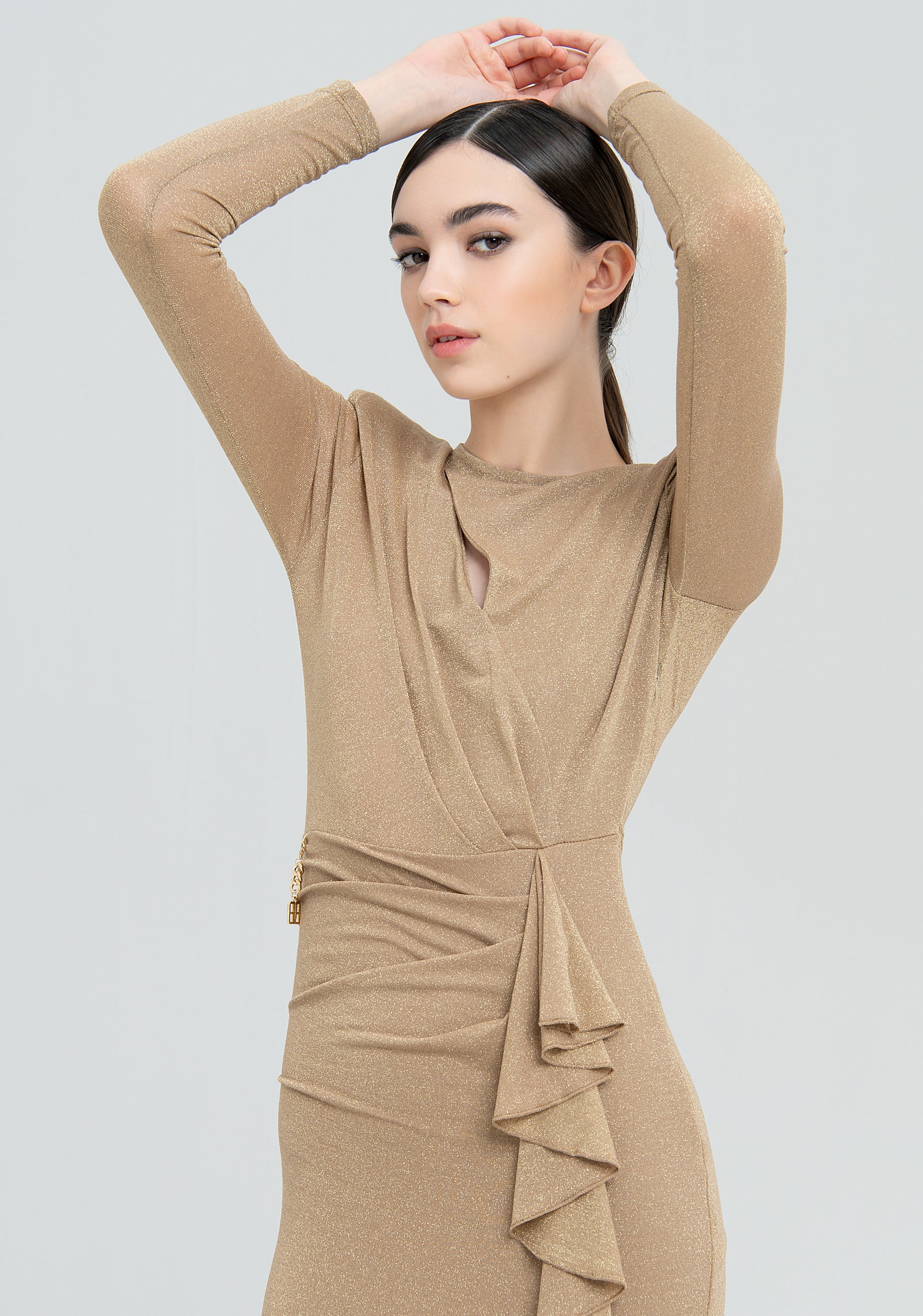 Long dress slim fit made in lurex Fracomina FQ22WD3007W581Q7-150-2