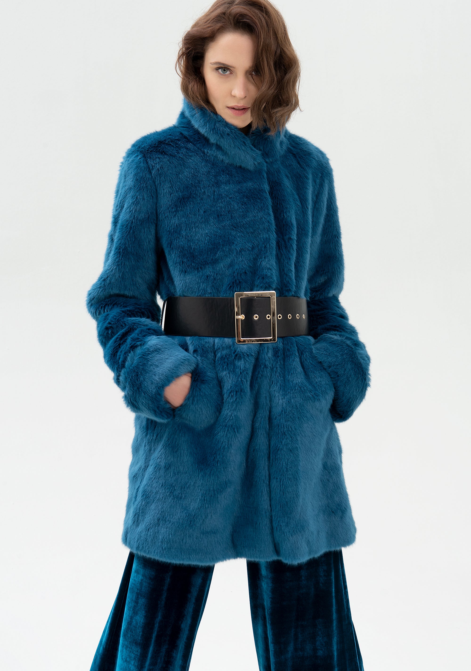 Coat regular fit made in fake fur-FRACOMINA