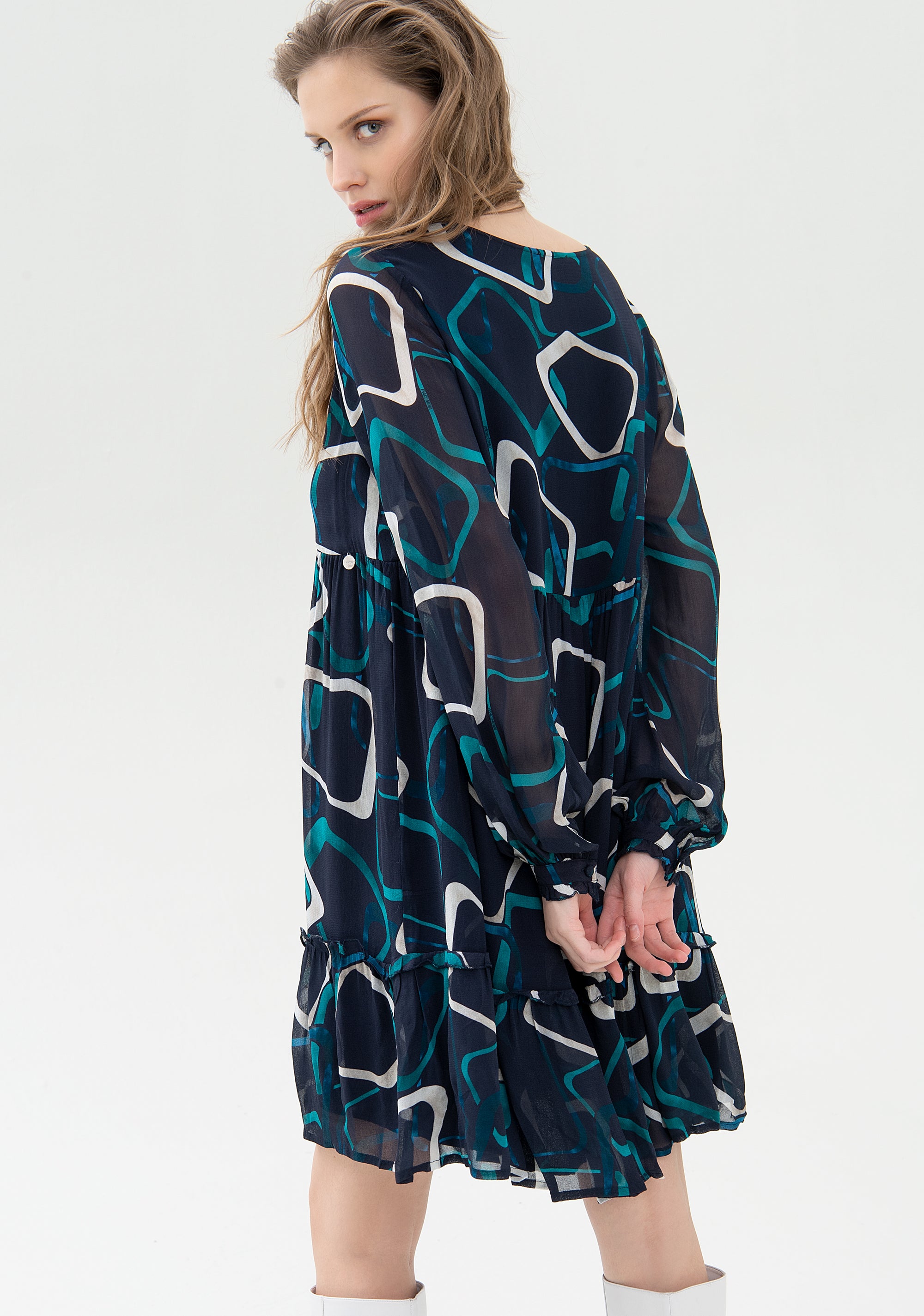 Mini dress wide fit with geometric pattern Fracomina FR21WD1030W418N4-117_04