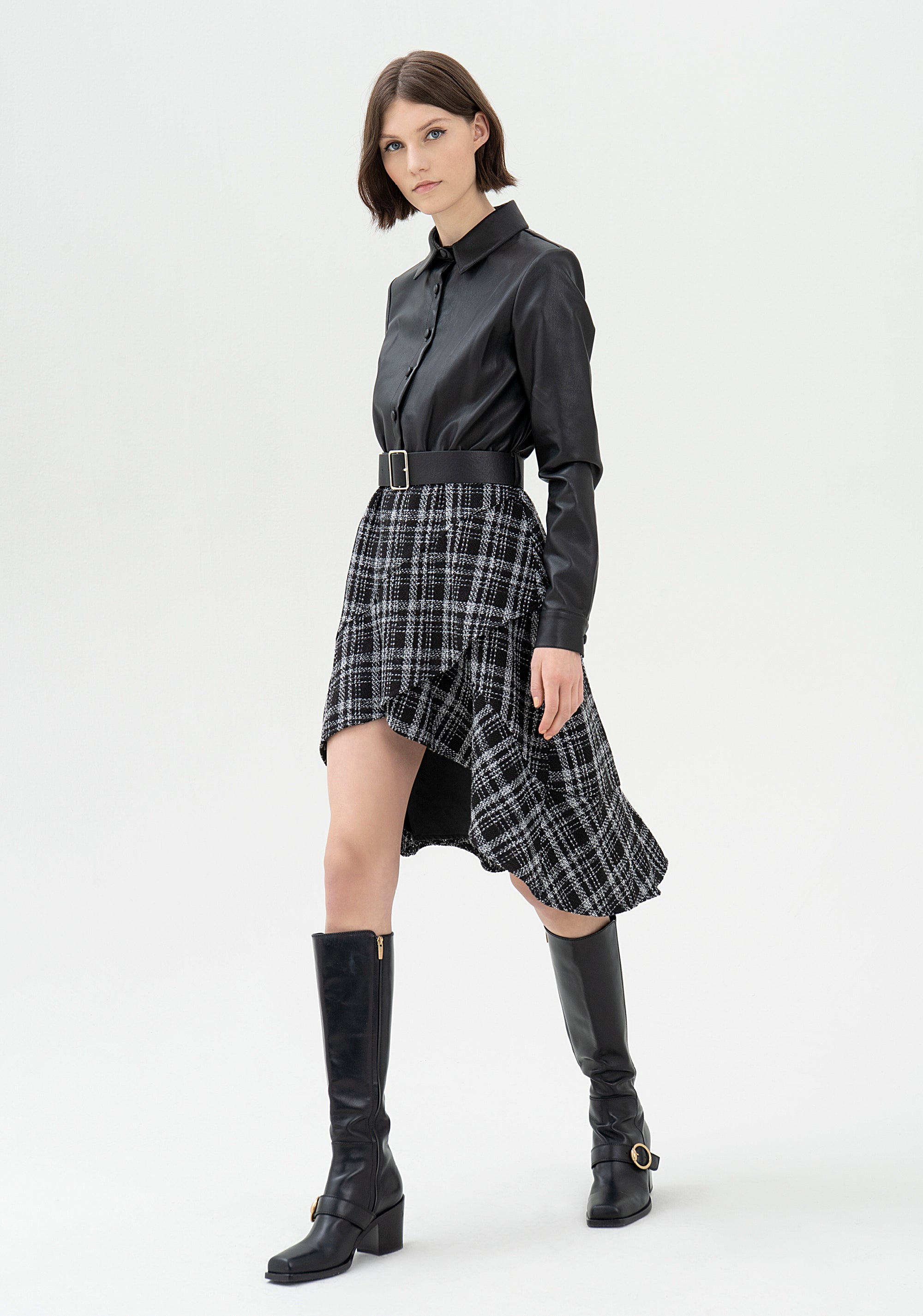 Dress regular fit middle length made with mixed fabrics Fracomina FR21WD2002O41201-053_01