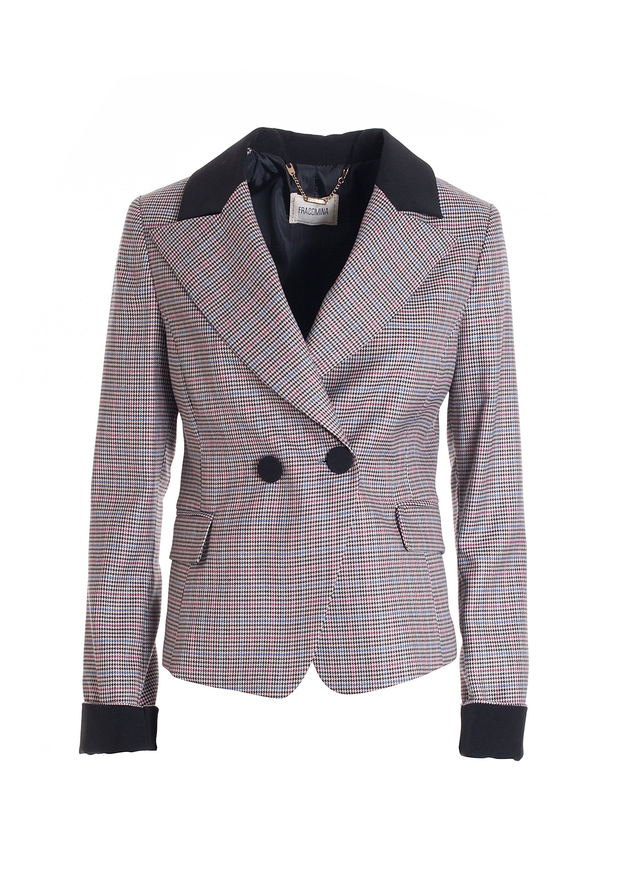 Blazer regular fit double breasted made in pied de poule fabric Fracomina FR21WJ2008W45995-210_06