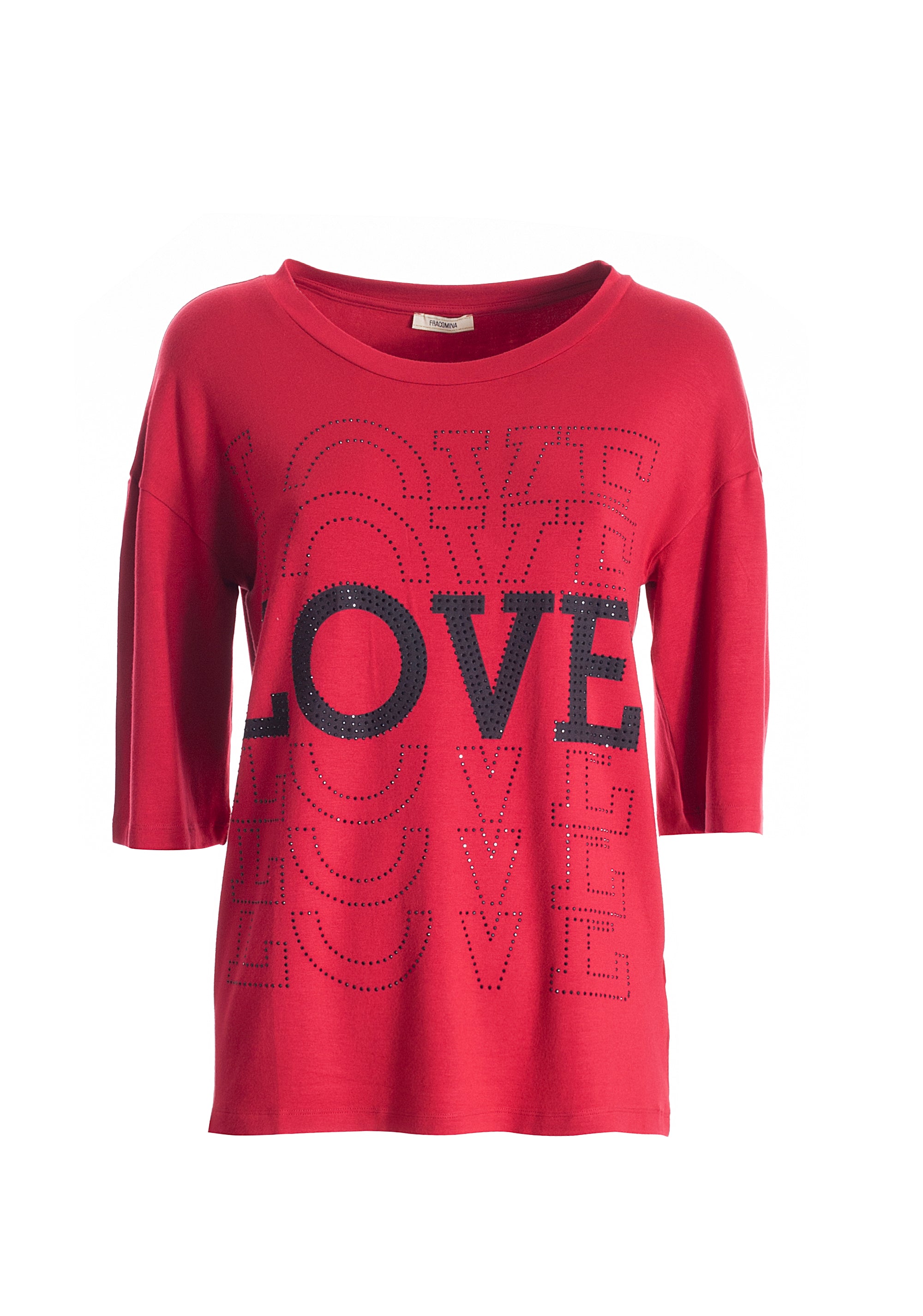 T-shirt over fit made in viscose jersey with lettering print and strasses Fracomina FR21WT3027J426N5-377_06