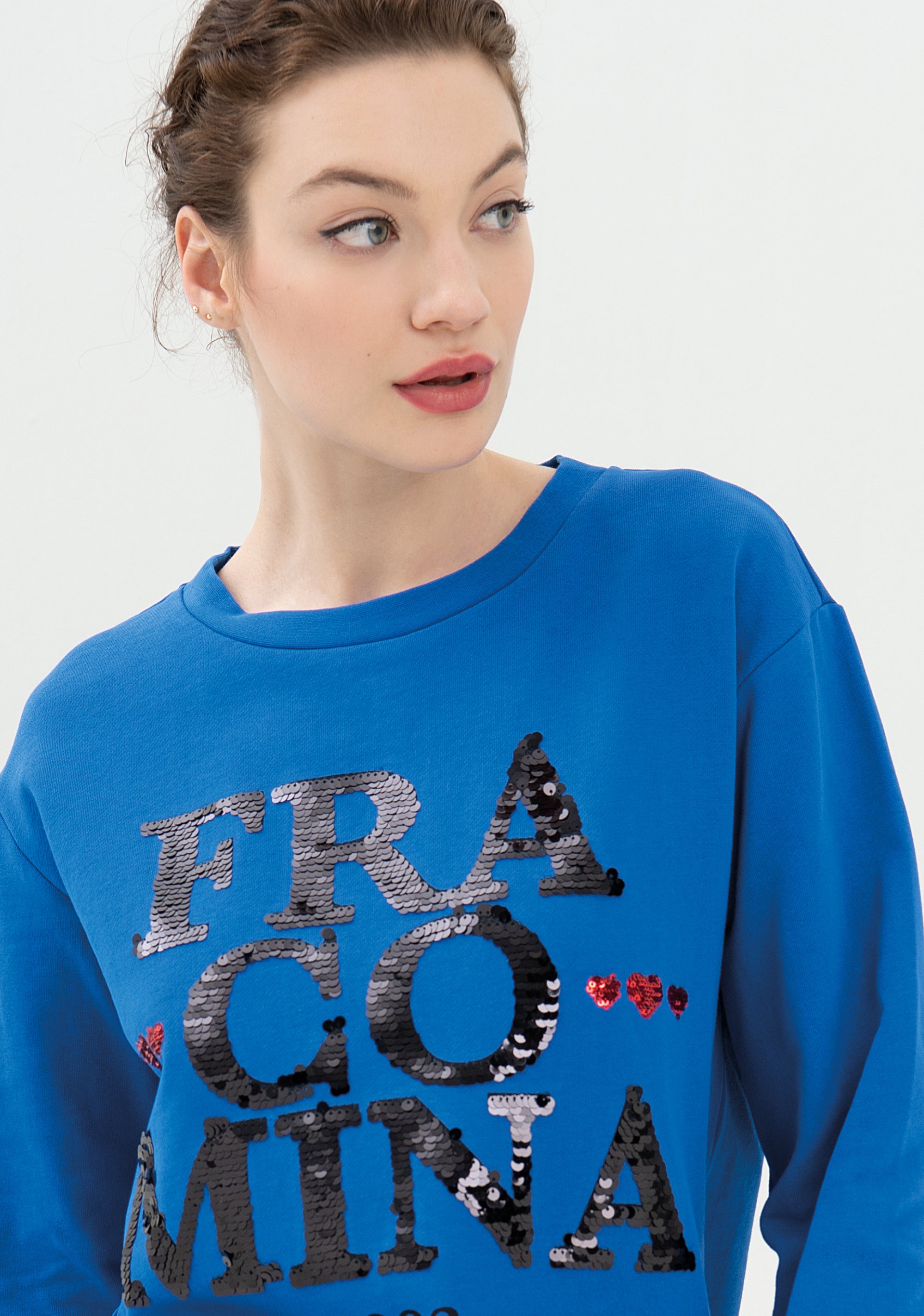 Sweater wide fit with logo made by sequins Fracomina FR21WT9007F400N5-078_02