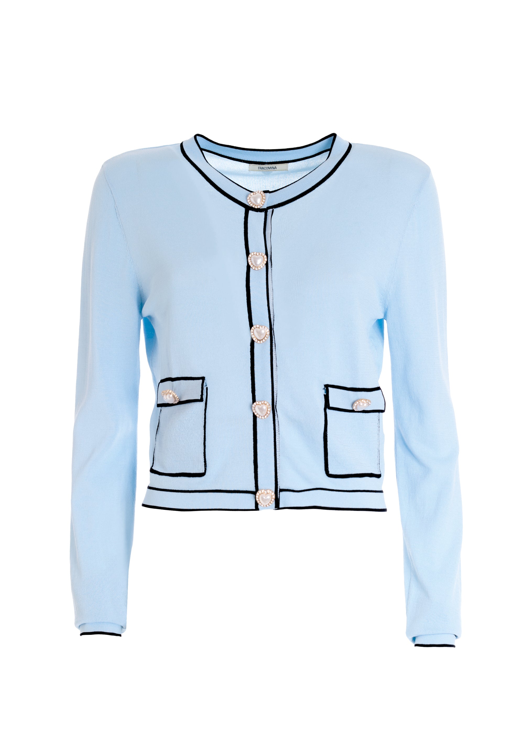 Cardigan slim fit cropped with jewel buttons Fracomina FR22ST8005K41401-M04_6