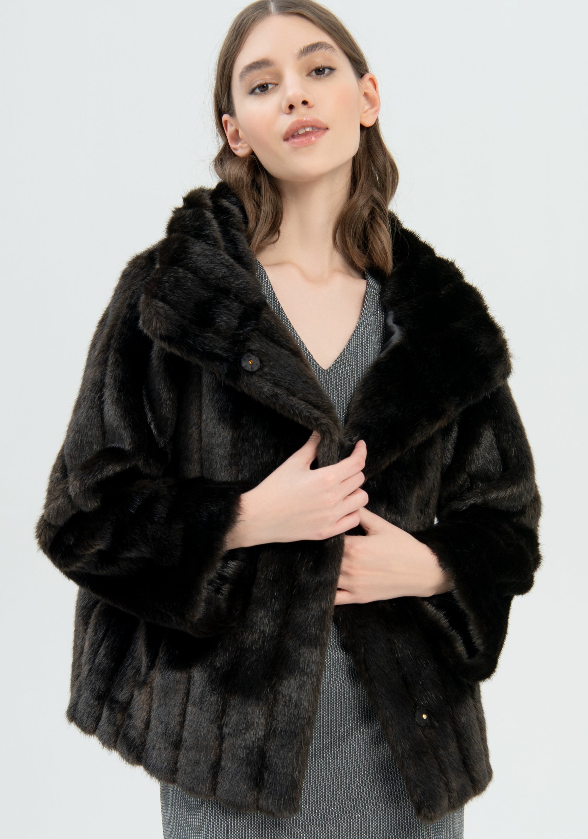 Jacket regular fit made in eco fur-FRACOMINA - Main Image